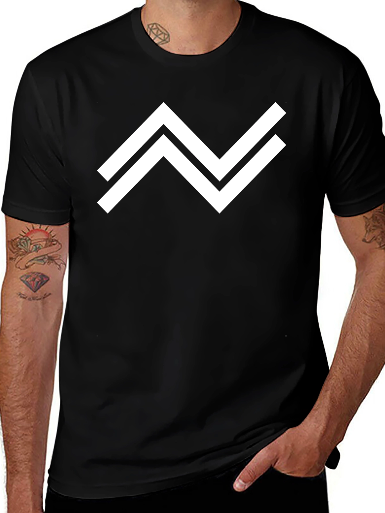 Variant 28 of Modern Geometric Graphic Tee - Black Casual Shirt
