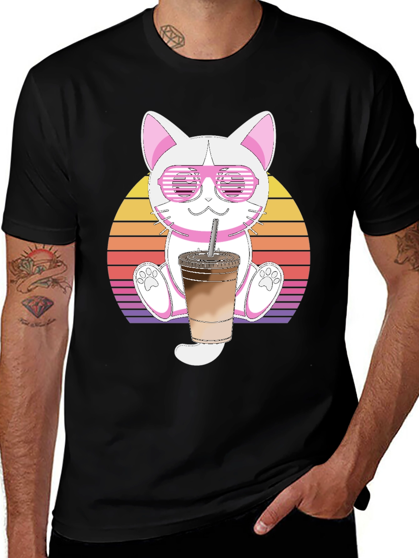 Variant 20 of Cool Cat Iced Coffee Graphic Tee