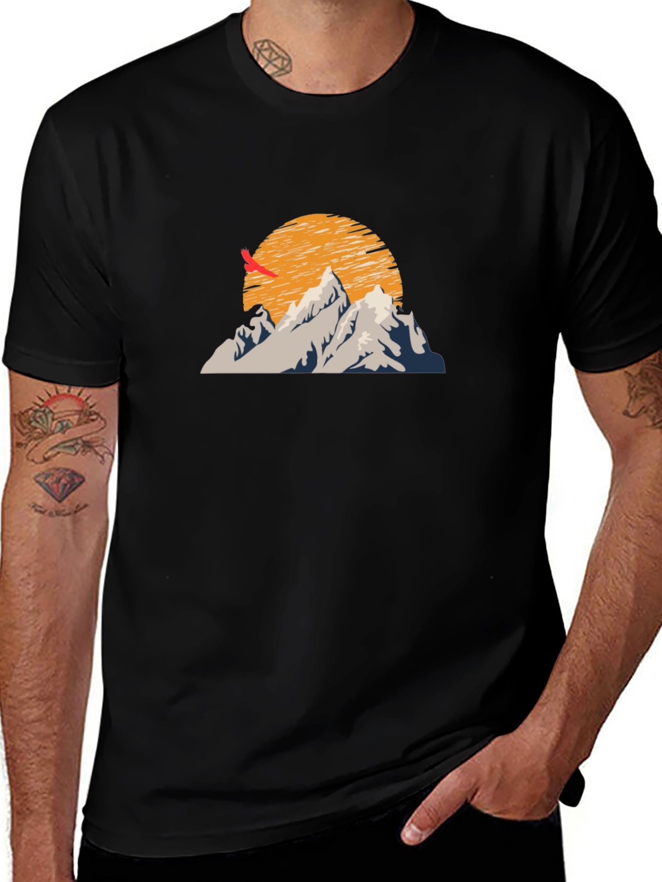 Variant 12 of Mountain Sunset Graphic Tee - Stylish Black T-Shirt