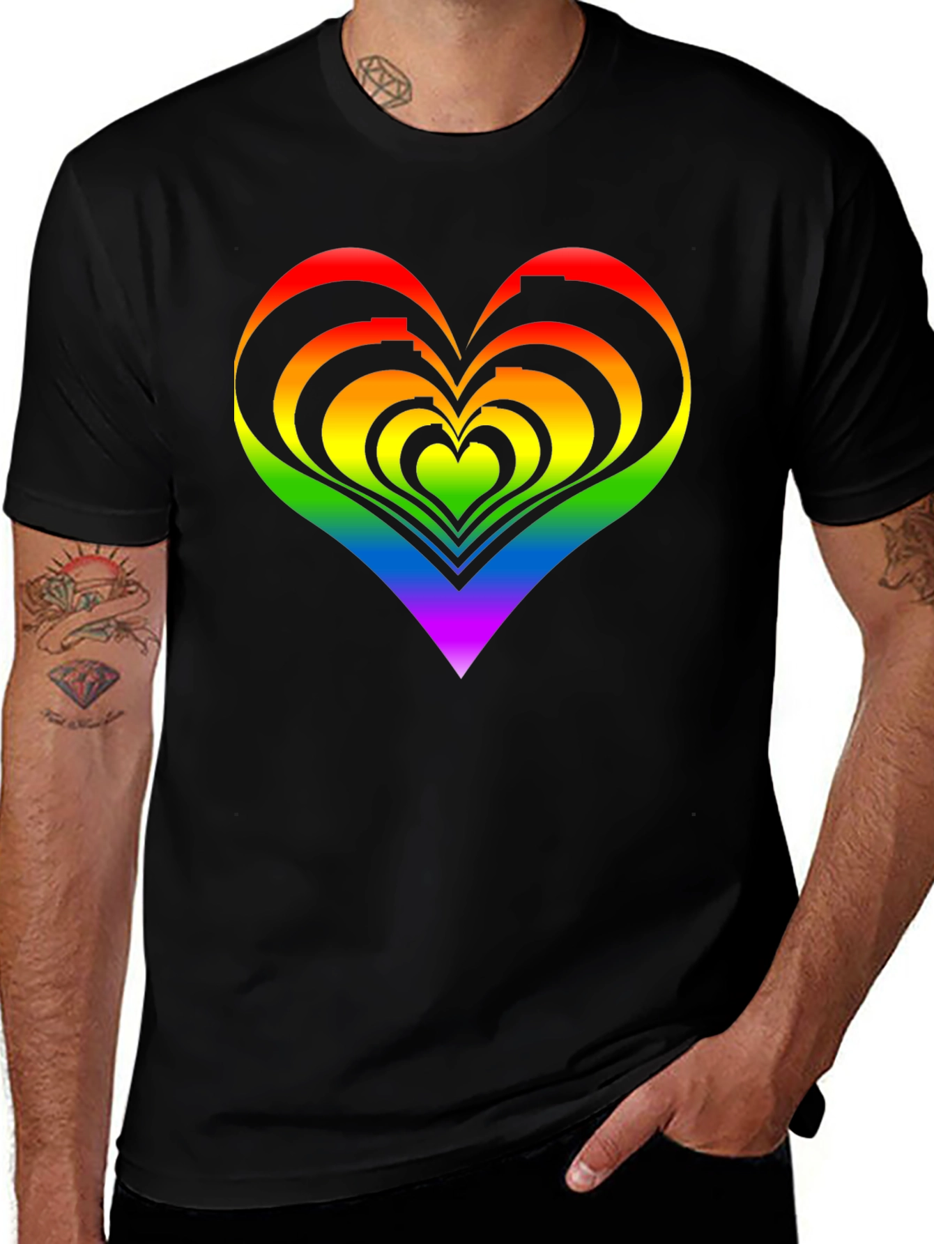 Variant 22 of Rainbow Heart Graphic Tee - Pride Apparel