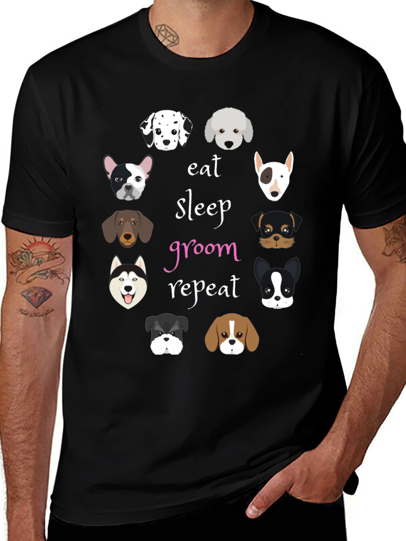 Variant 16 of Eat Sleep Groom Repeat Dog T-Shirt