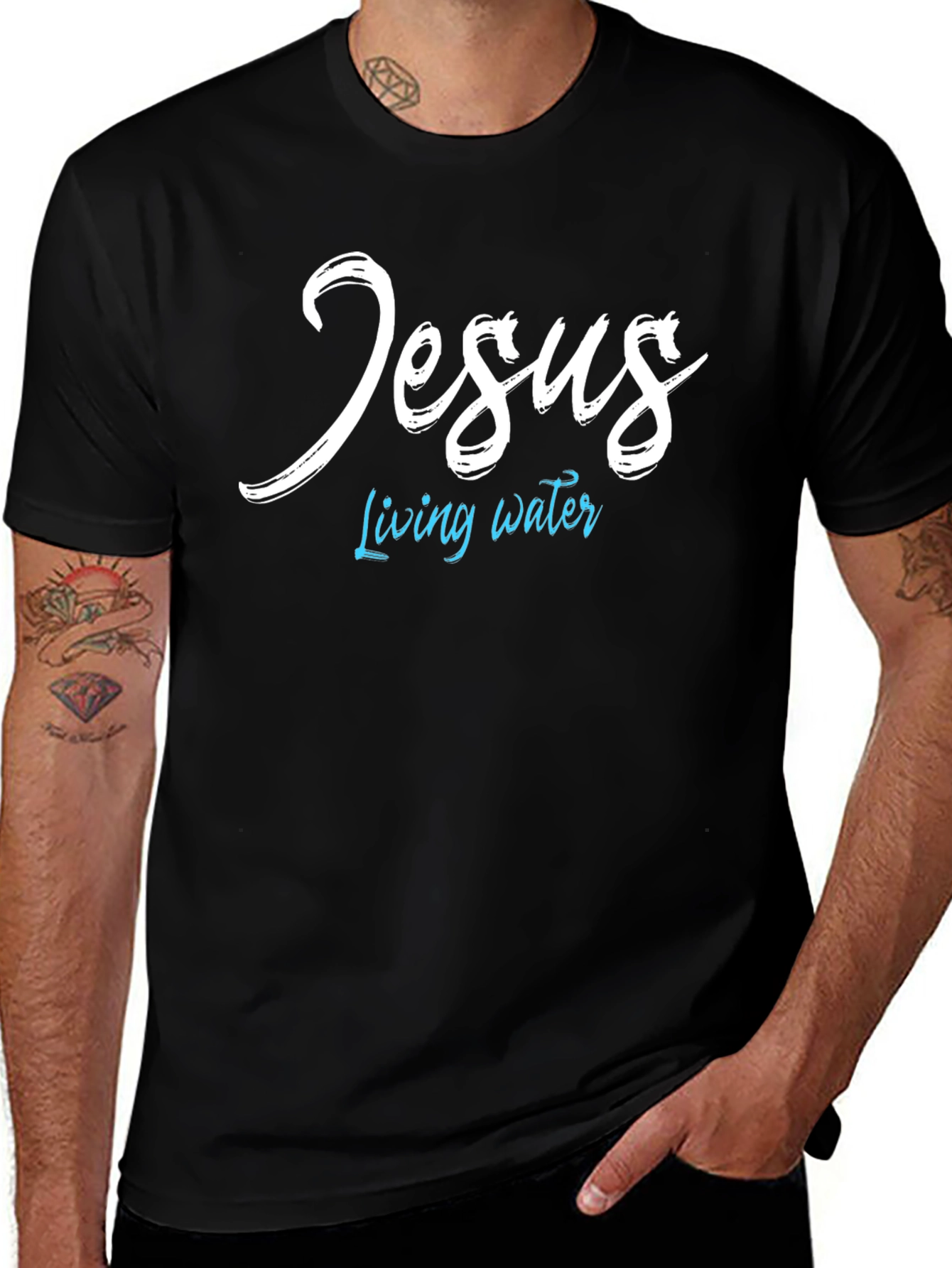Jesus Living Water Graphic Tee - Black