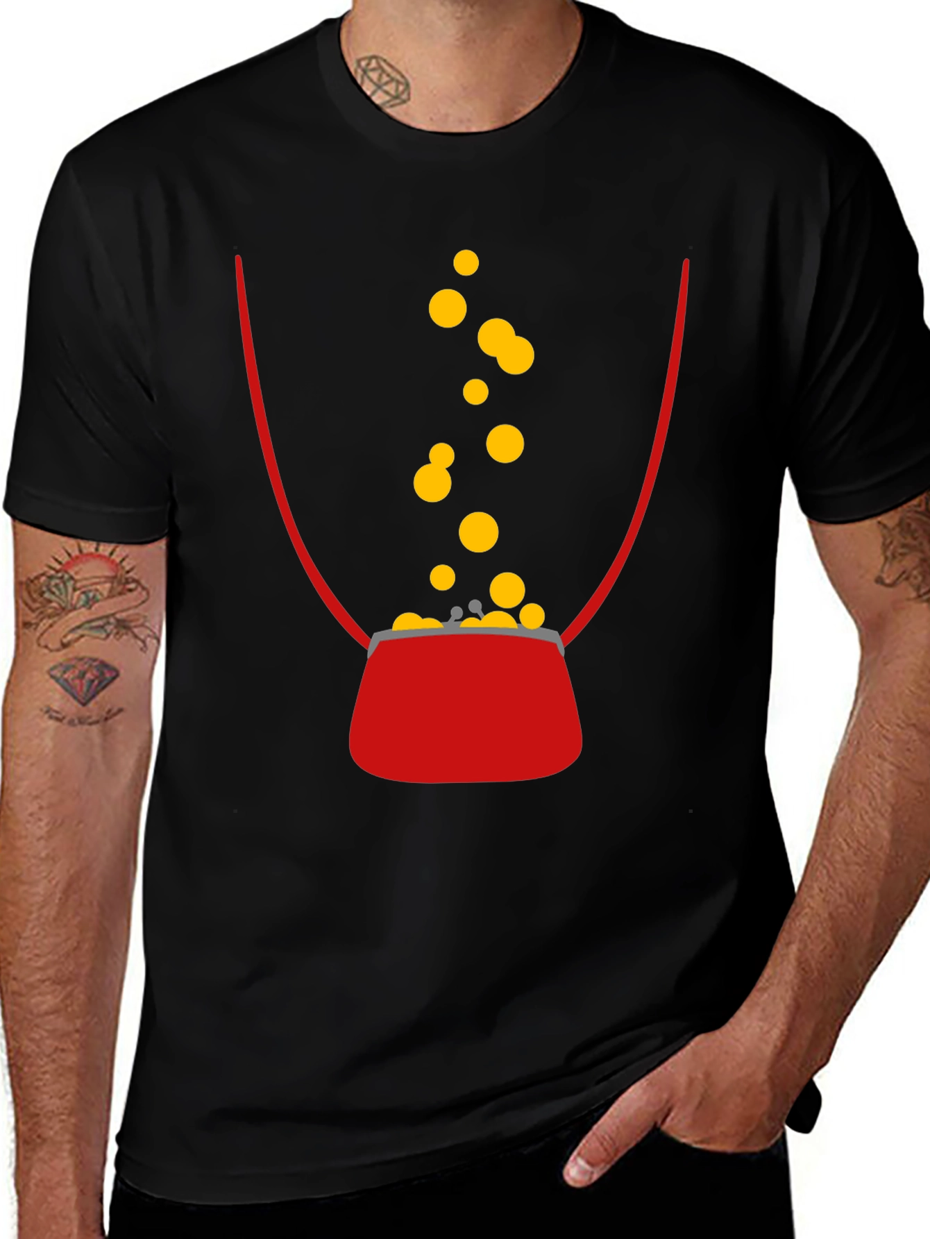 Variant 4 of Lucky Penny T-Shirt - Black Cotton Graphic Tee
