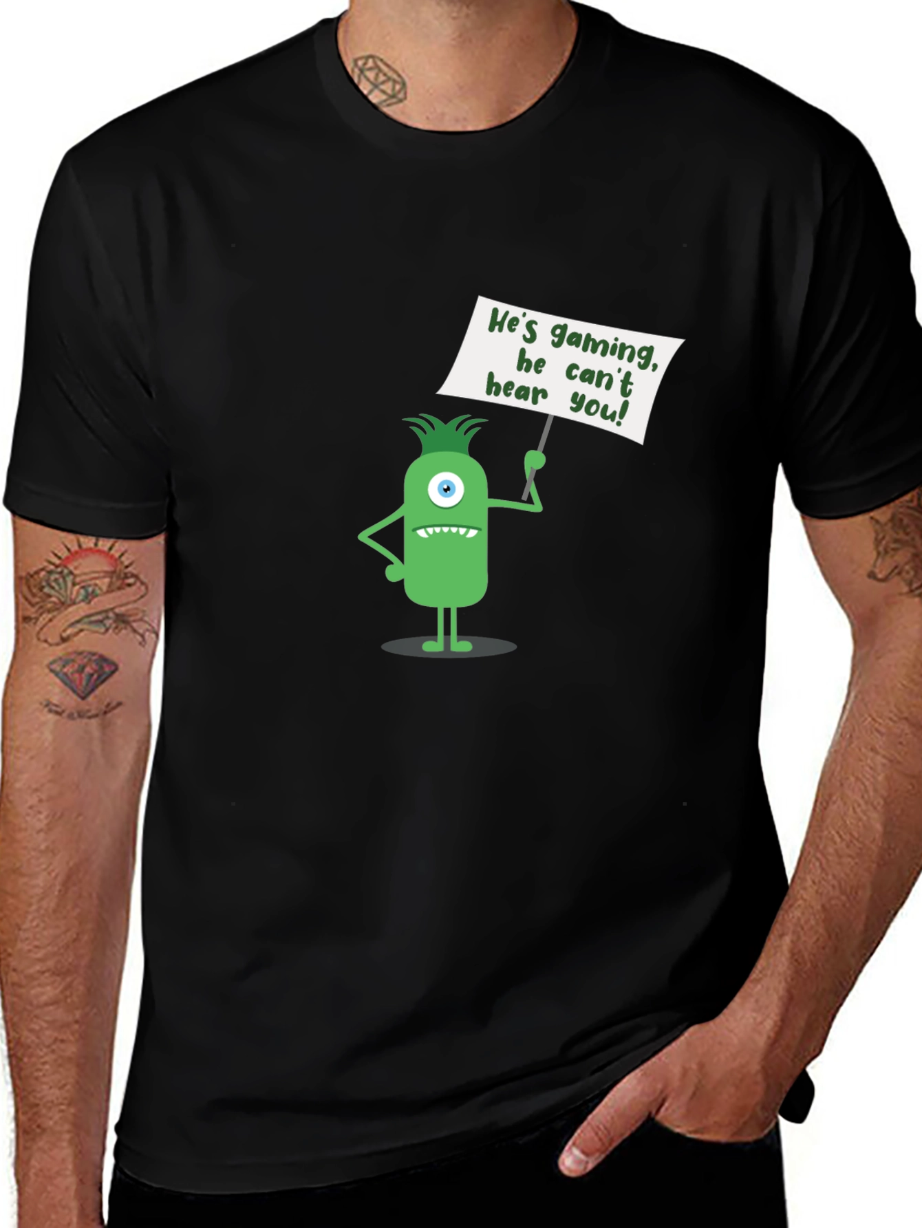 Variant 23 of Gaming Monster T-Shirt - He Can't Hear You!