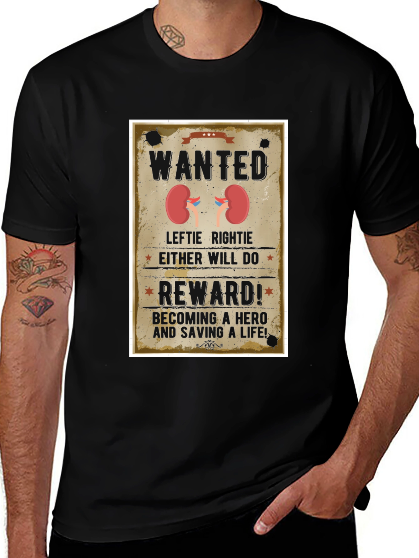 Variant 30 of Wanted Kidney Donation T-Shirt - Be a Hero!