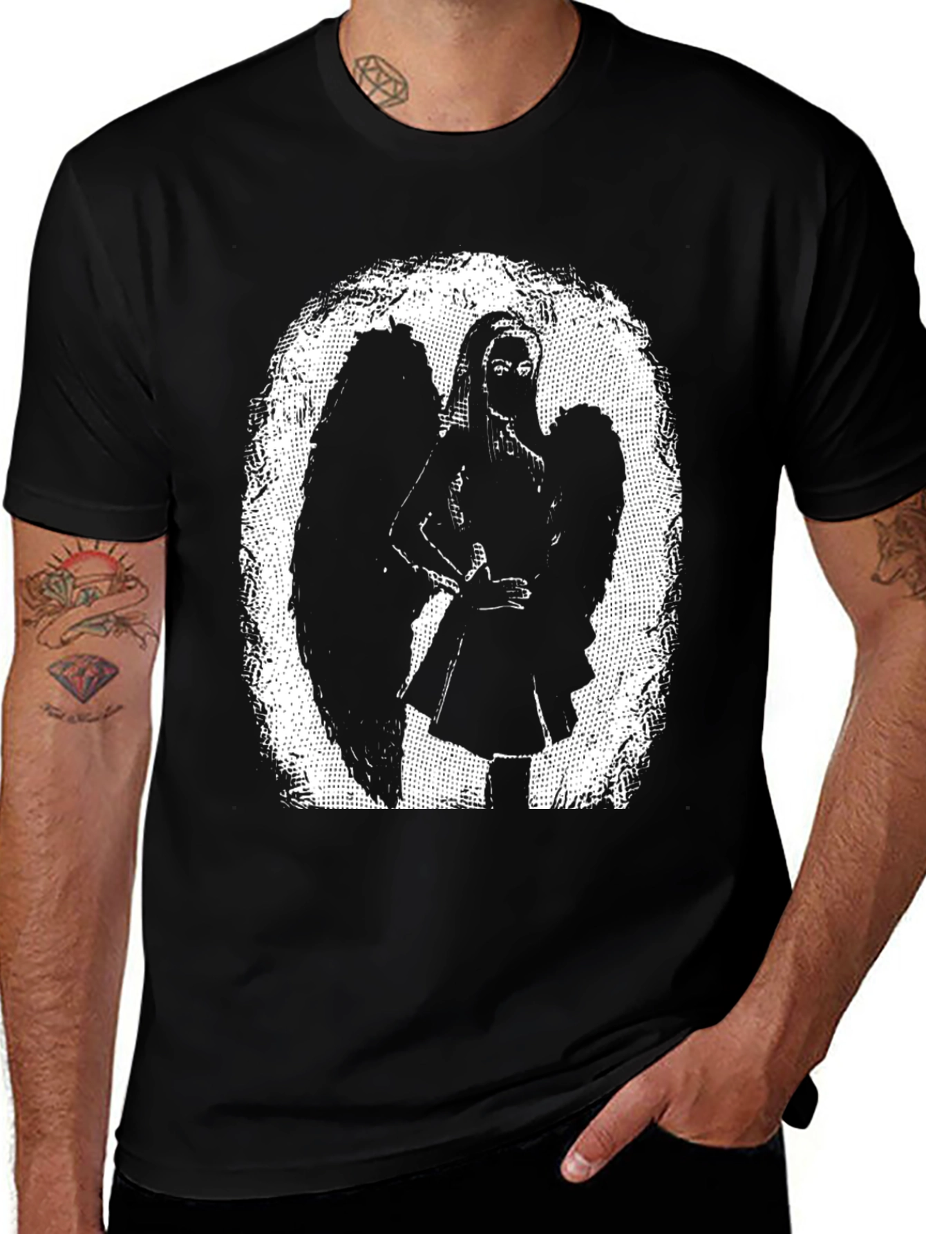 Variant 21 of Angel Graphic Print Black T-Shirt