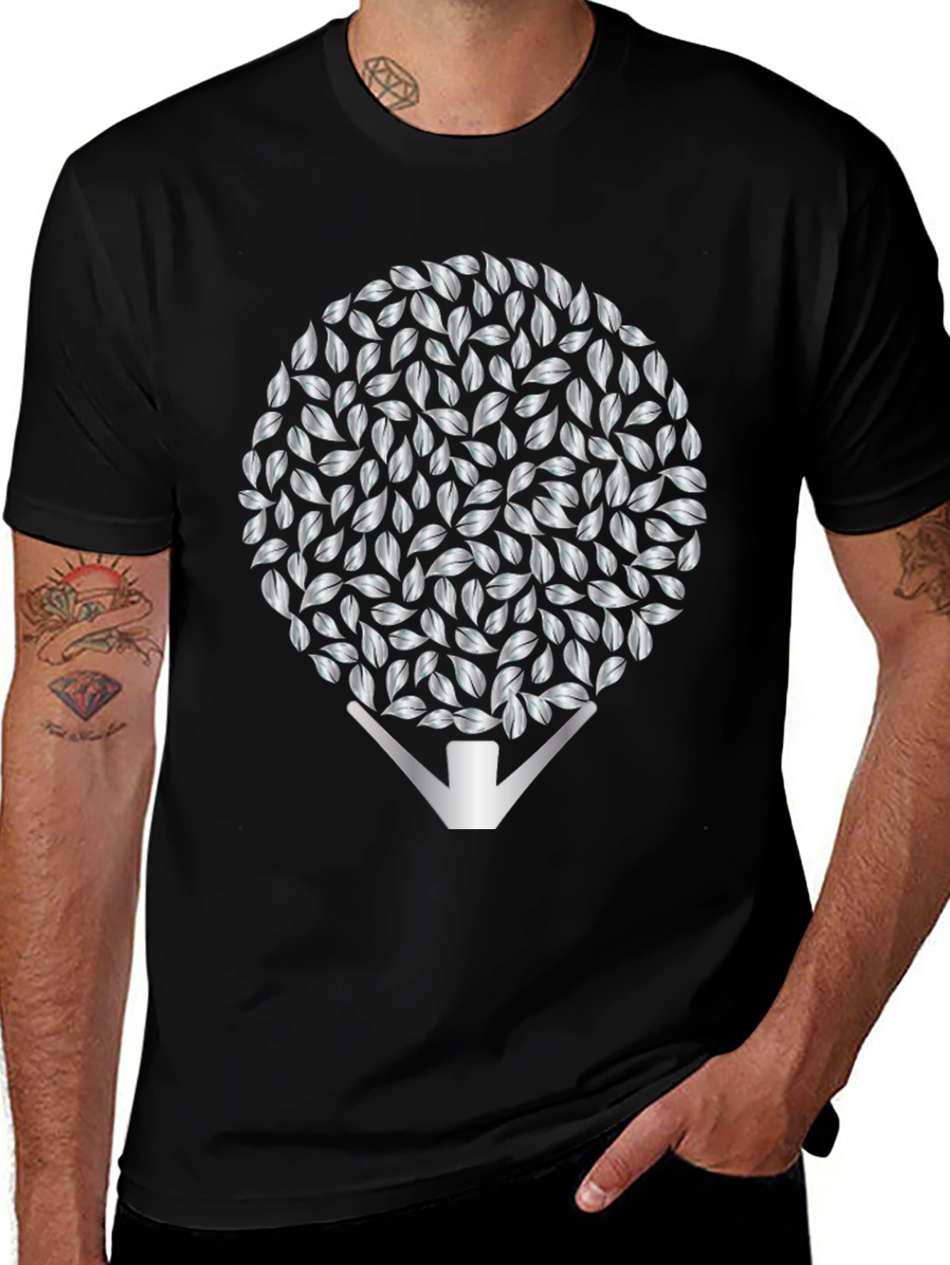 Variant 12 of Abstract Leaf Tree Graphic Tee - Modern Style