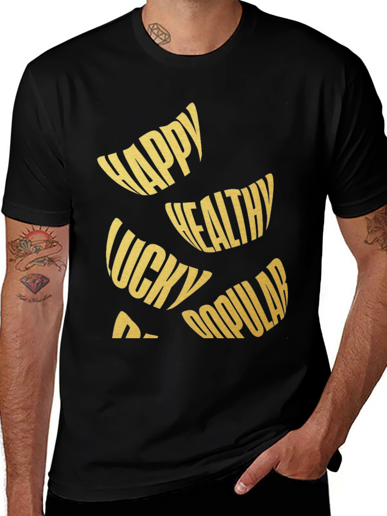 Variant 14 of Happy Healthy Lucky Popular Graphic Tee