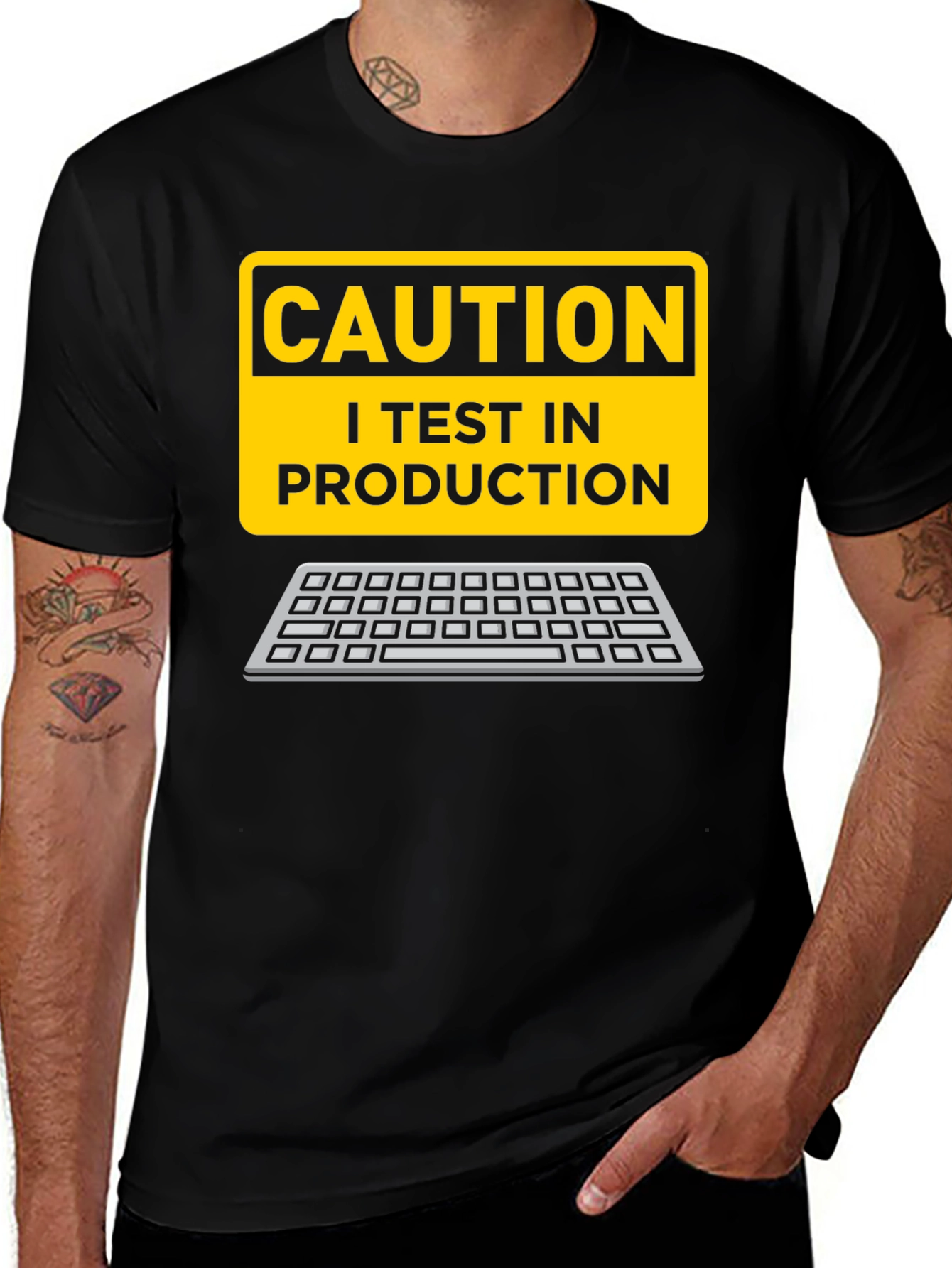 Variant 15 of Caution: I Test in Production T-Shirt