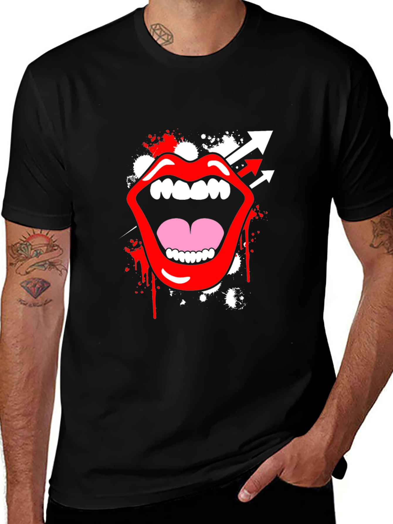 Variant 7 of Loud Mouth Graphic Black Tee