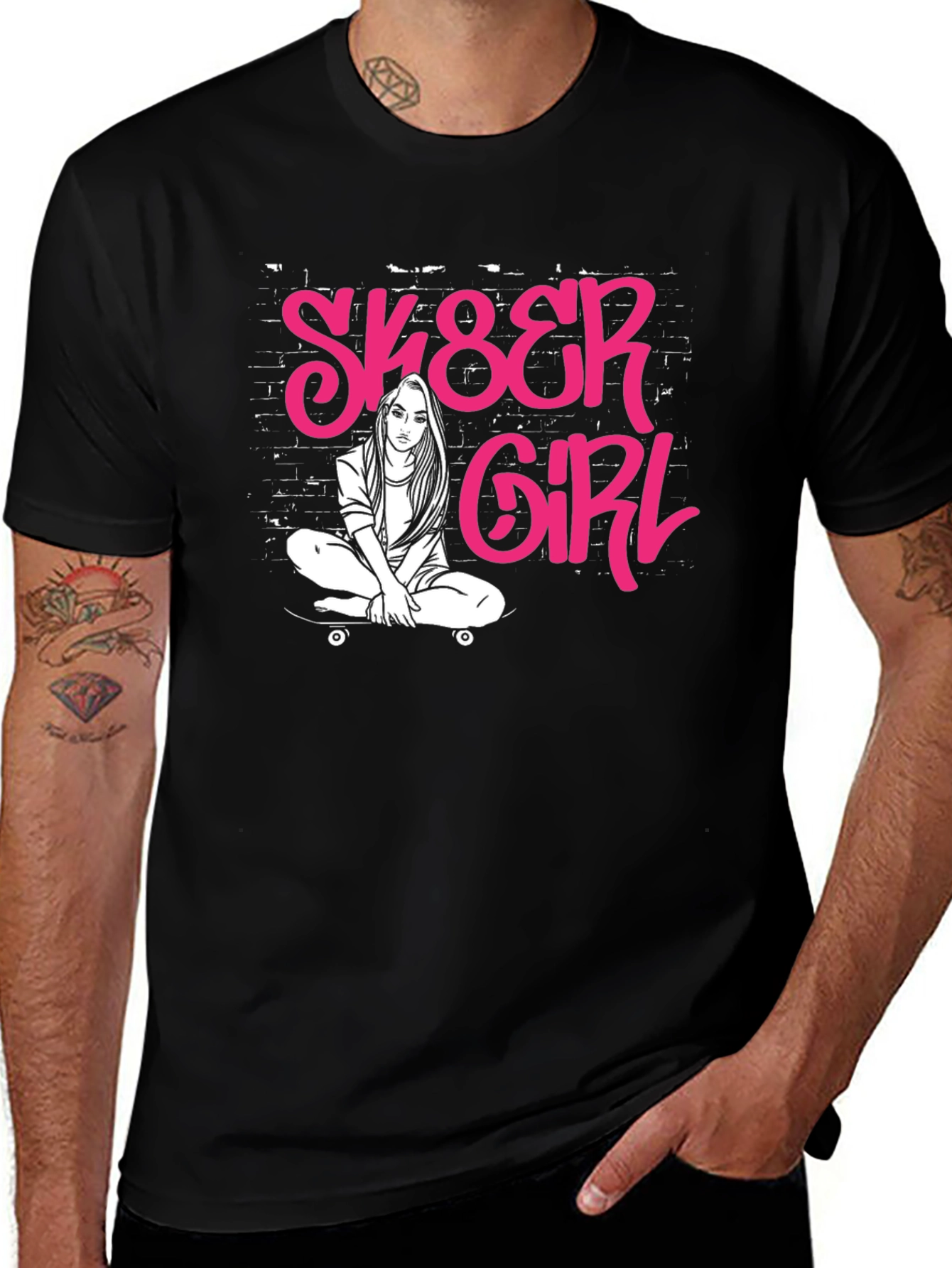 Variant 11 of Sk8er Girl Graphic Tee - Black Cotton Blend