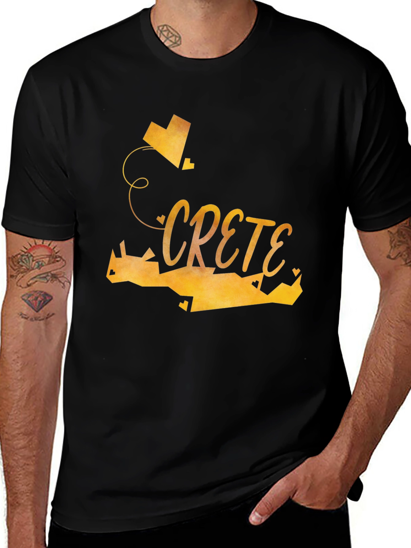 Crete Heart Graphic Tee - Stylish Black T-Shirt