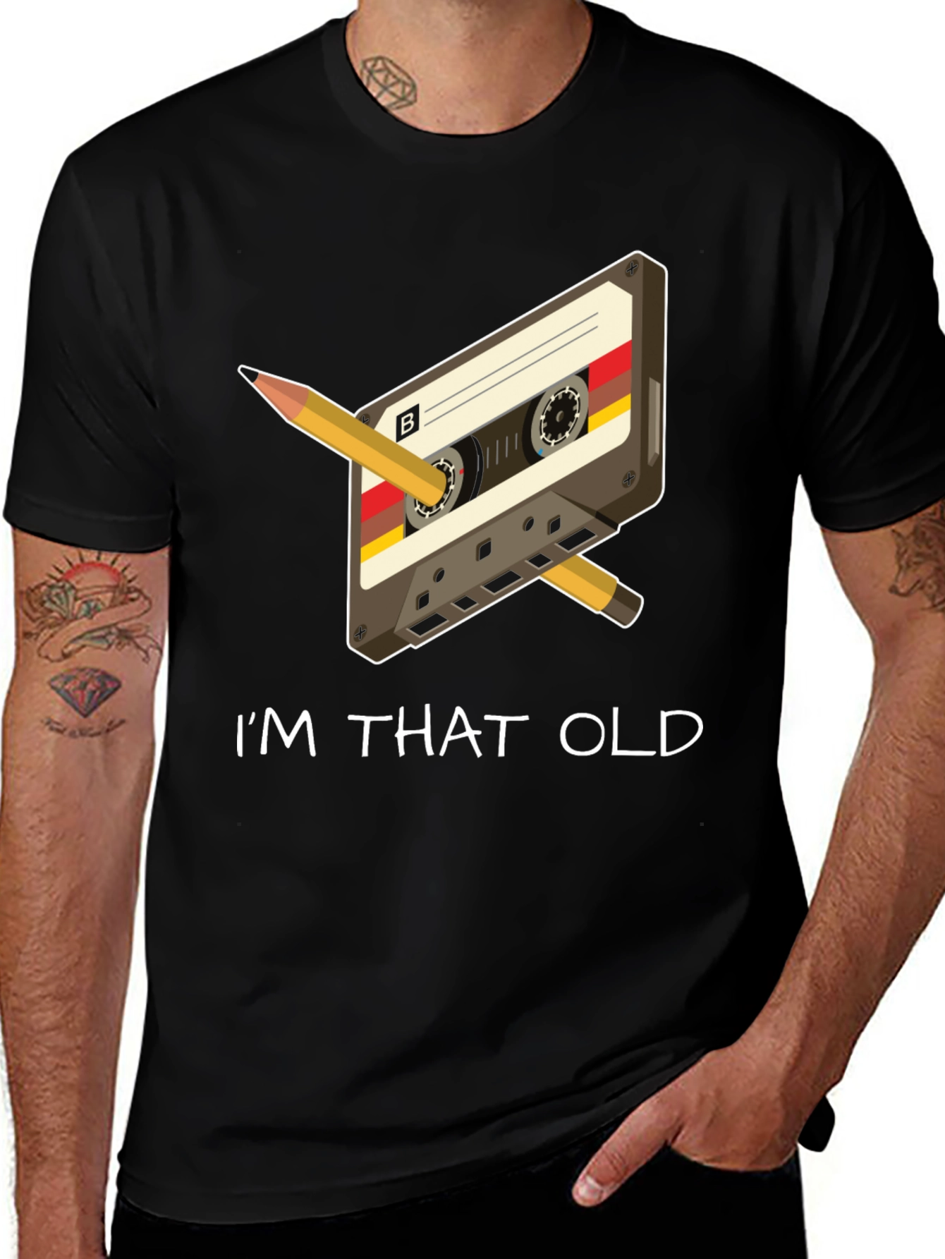 Variant 19 of Retro Cassette Tape & Pencil "I'm That Old" T-Shirt