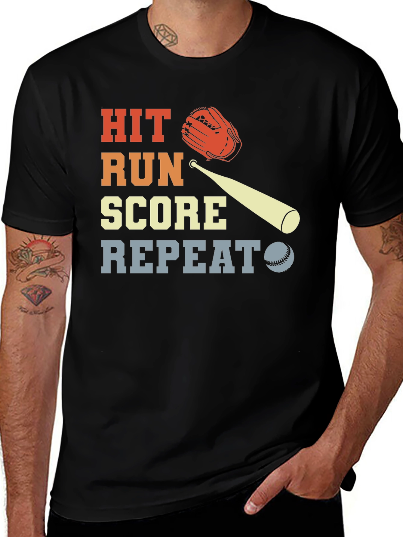 Variant 23 of Hit Run Score Repeat Baseball Graphic T-Shirt