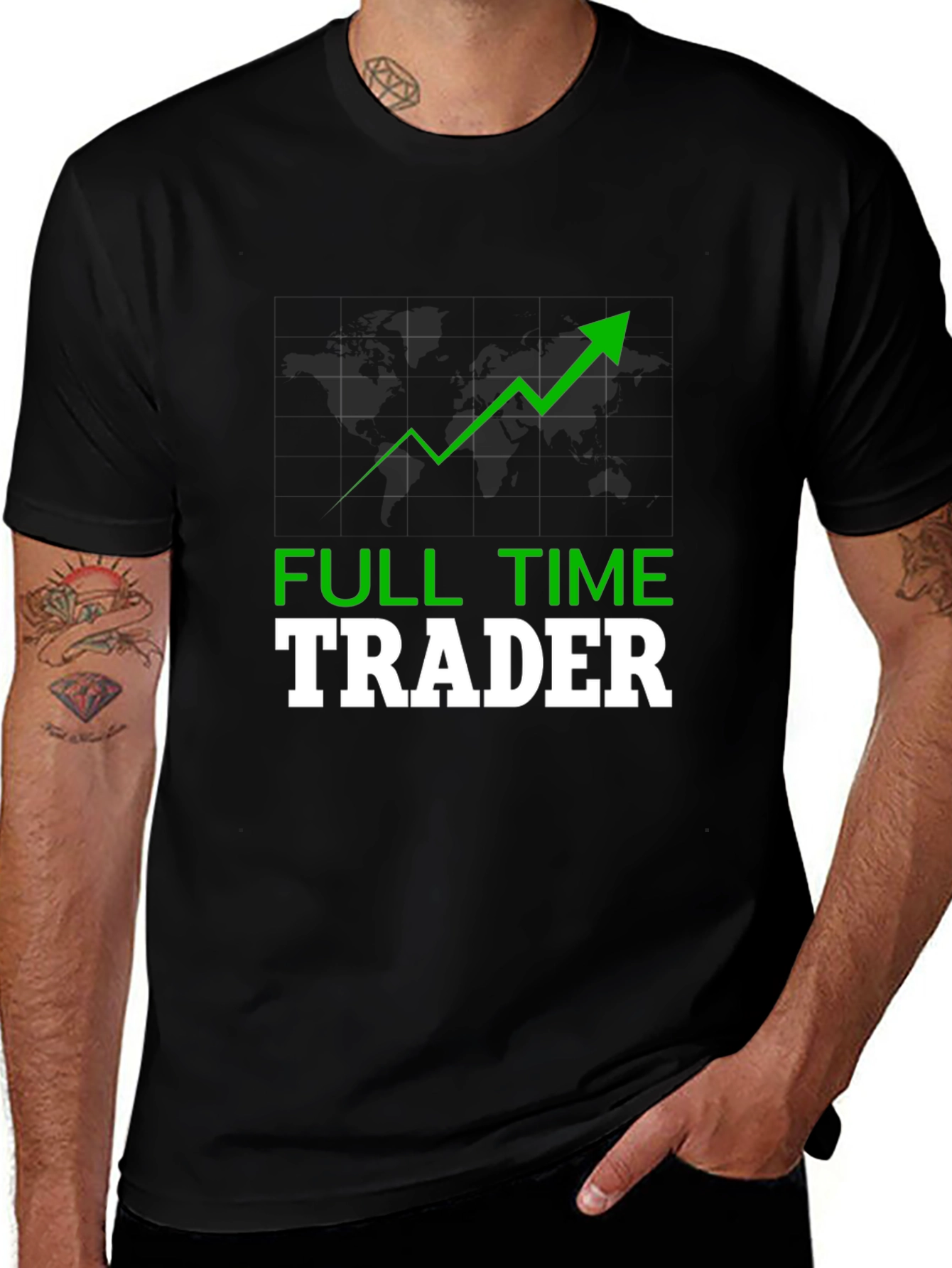 Full Time Trader Graphic Tee - Stock Market Design