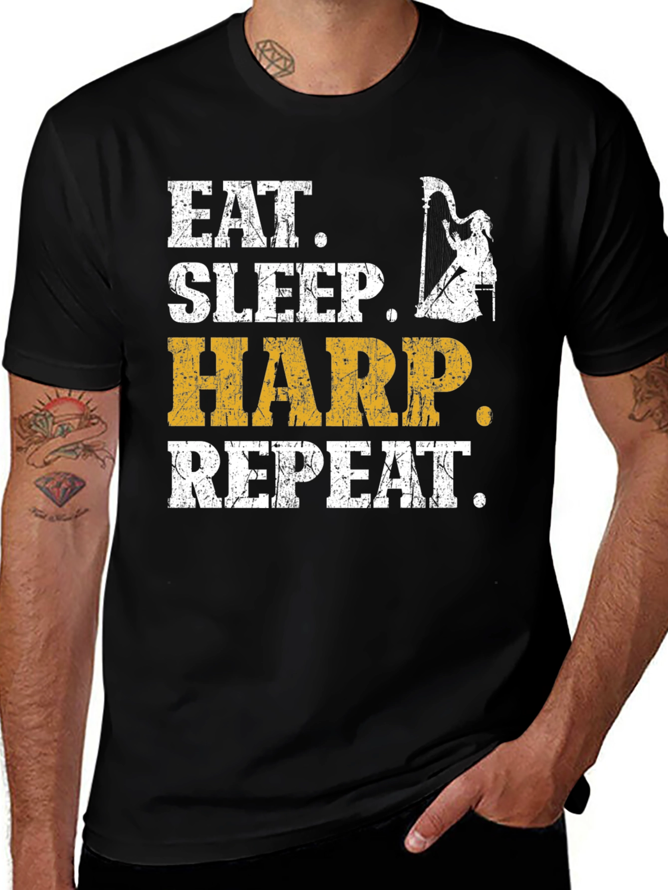 Variant 13 of Eat Sleep Harp Repeat T-Shirt