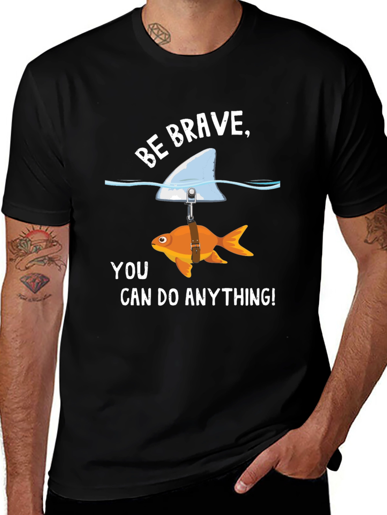 Black Be Brave Goldfish Shark Fin T-Shirt main image