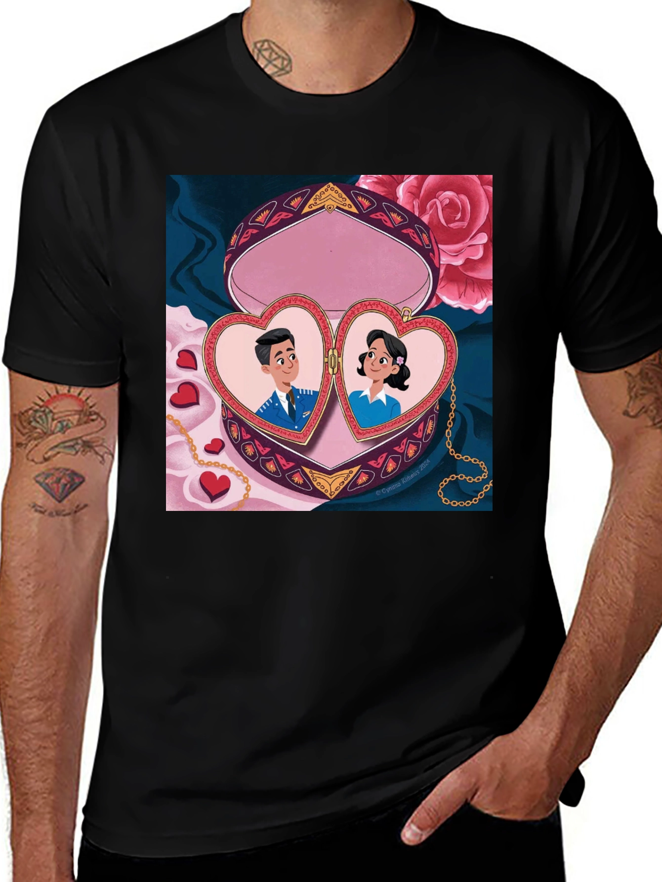 Variant 3 of Romantic Heart Locket Graphic T-Shirt