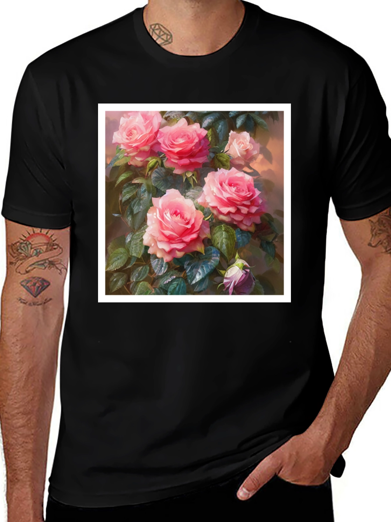 Variant 21 of Floral Rose Print T-Shirt - Soft & Stylish