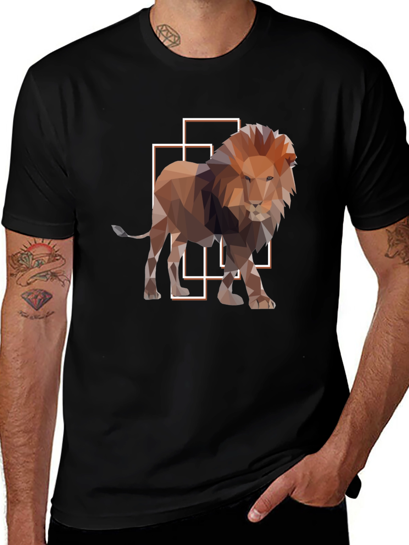 Variant 28 of Geometric Lion Graphic T-Shirt