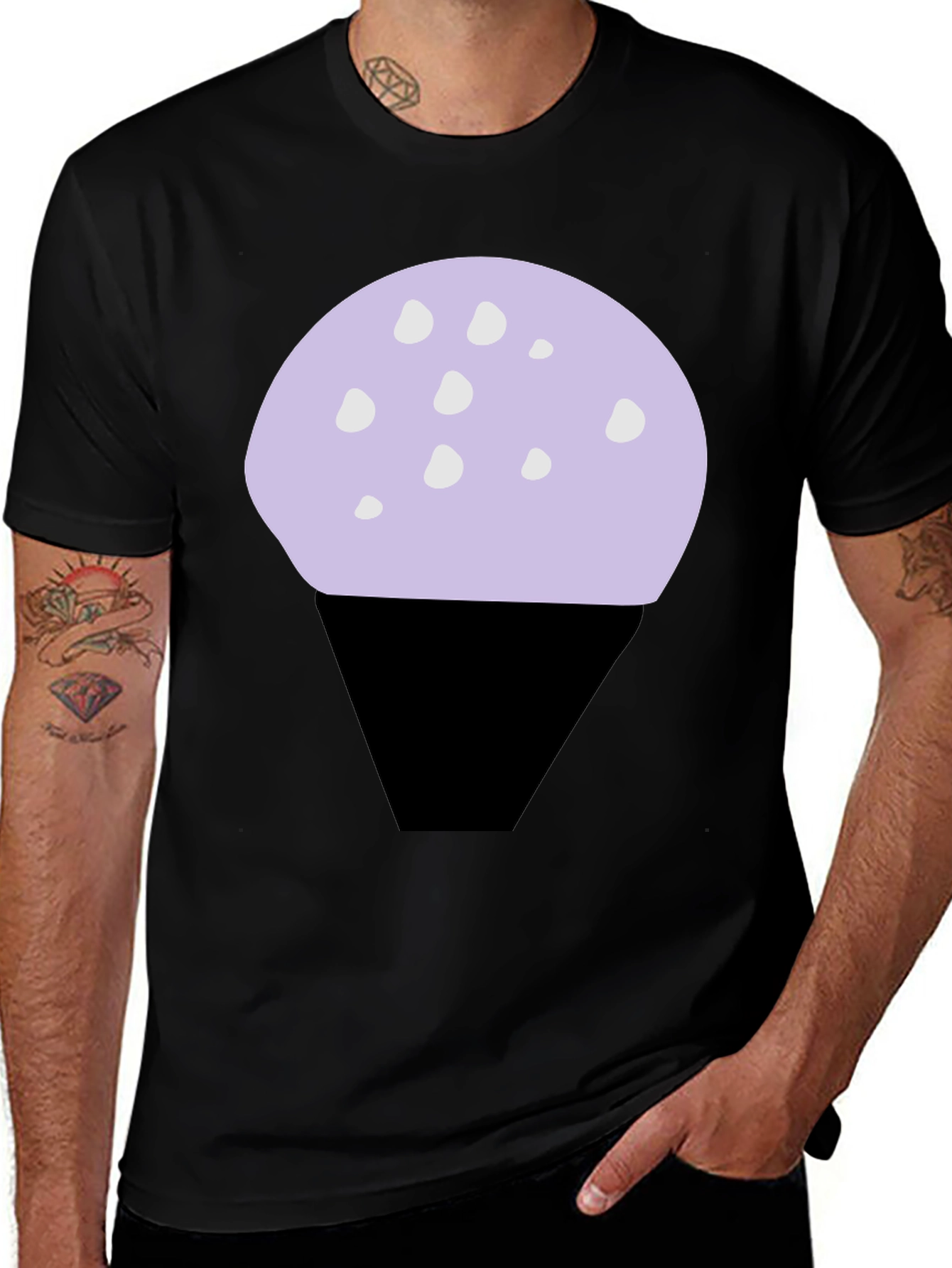 Variant 10 of Cupcake Graphic Tee - Black Cotton T-Shirt
