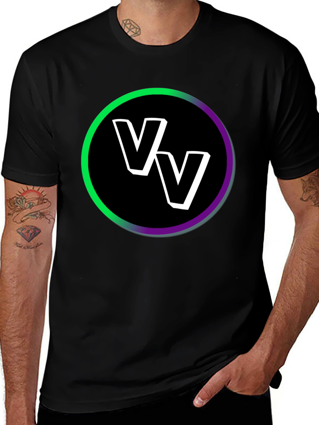 Variant 13 of Modern VV Logo Black T-Shirt