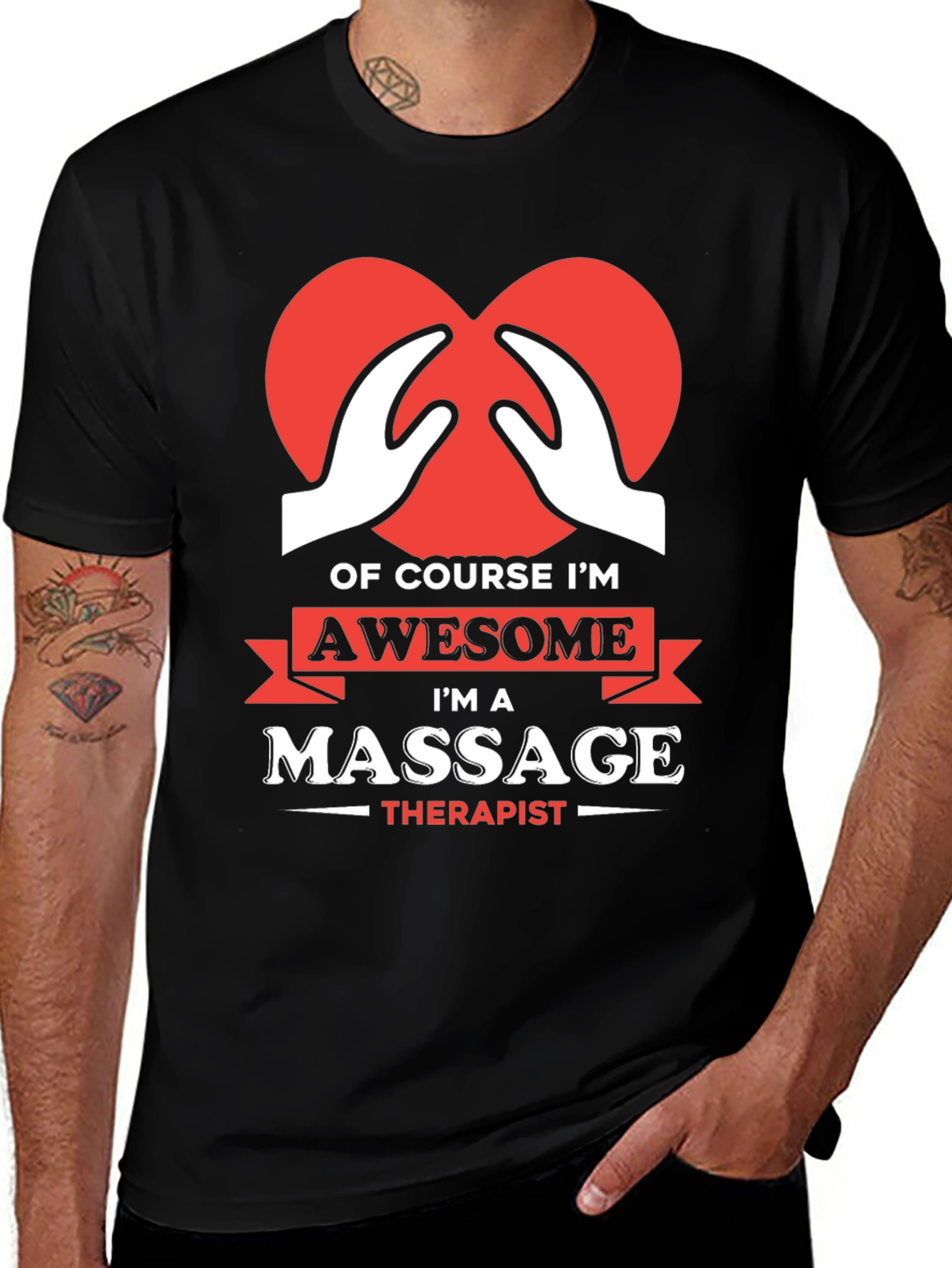 Variant 19 of Awesome Massage Therapist T-Shirt - Heart Hands Design