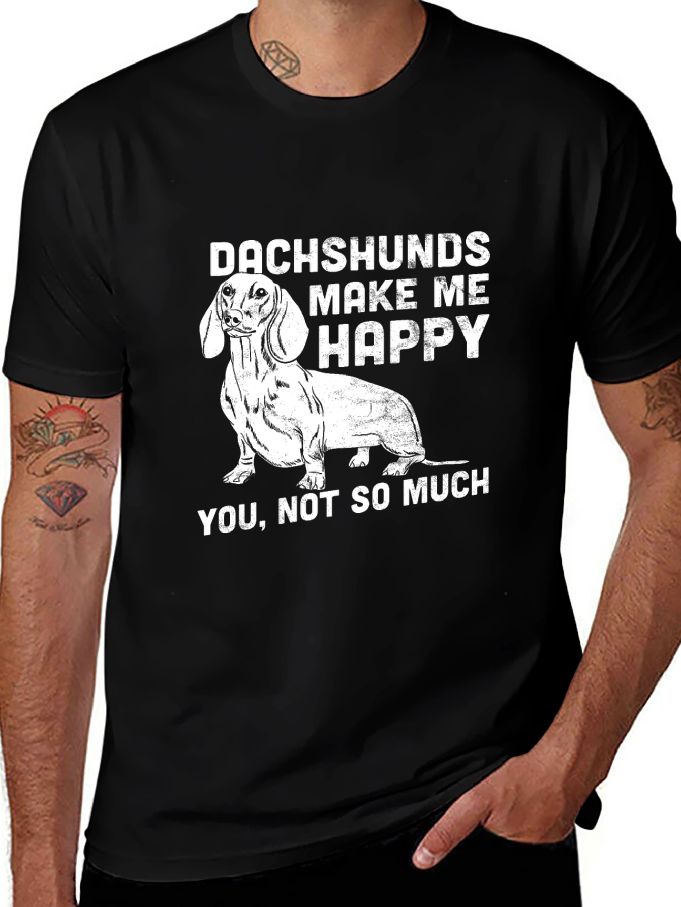 Variant 16 of Dachshunds Make Me Happy T-Shirt, Unisex Black Tee