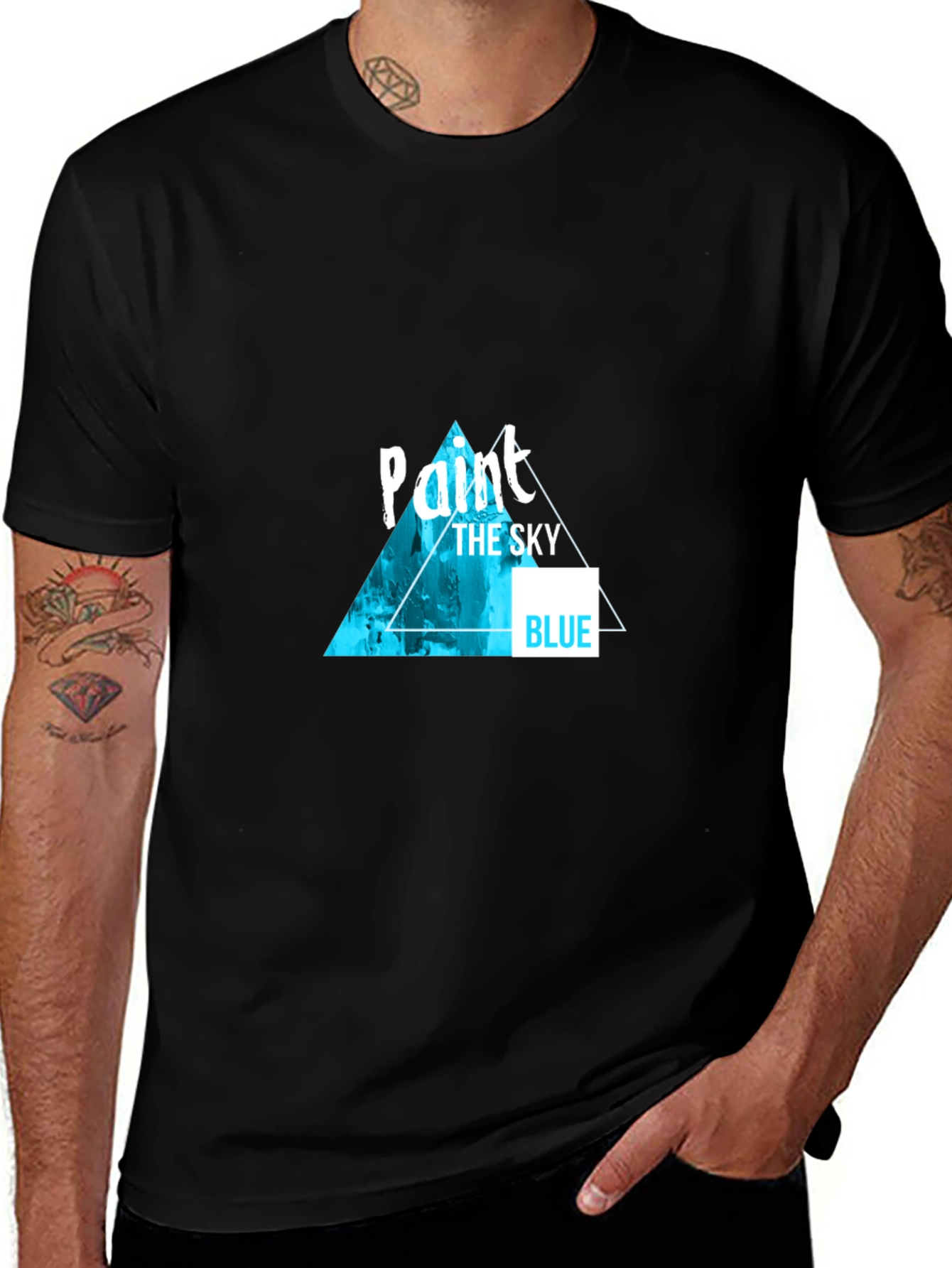 Variant 19 of Paint the Sky Blue Graphic Tee - Modern Crew Neck