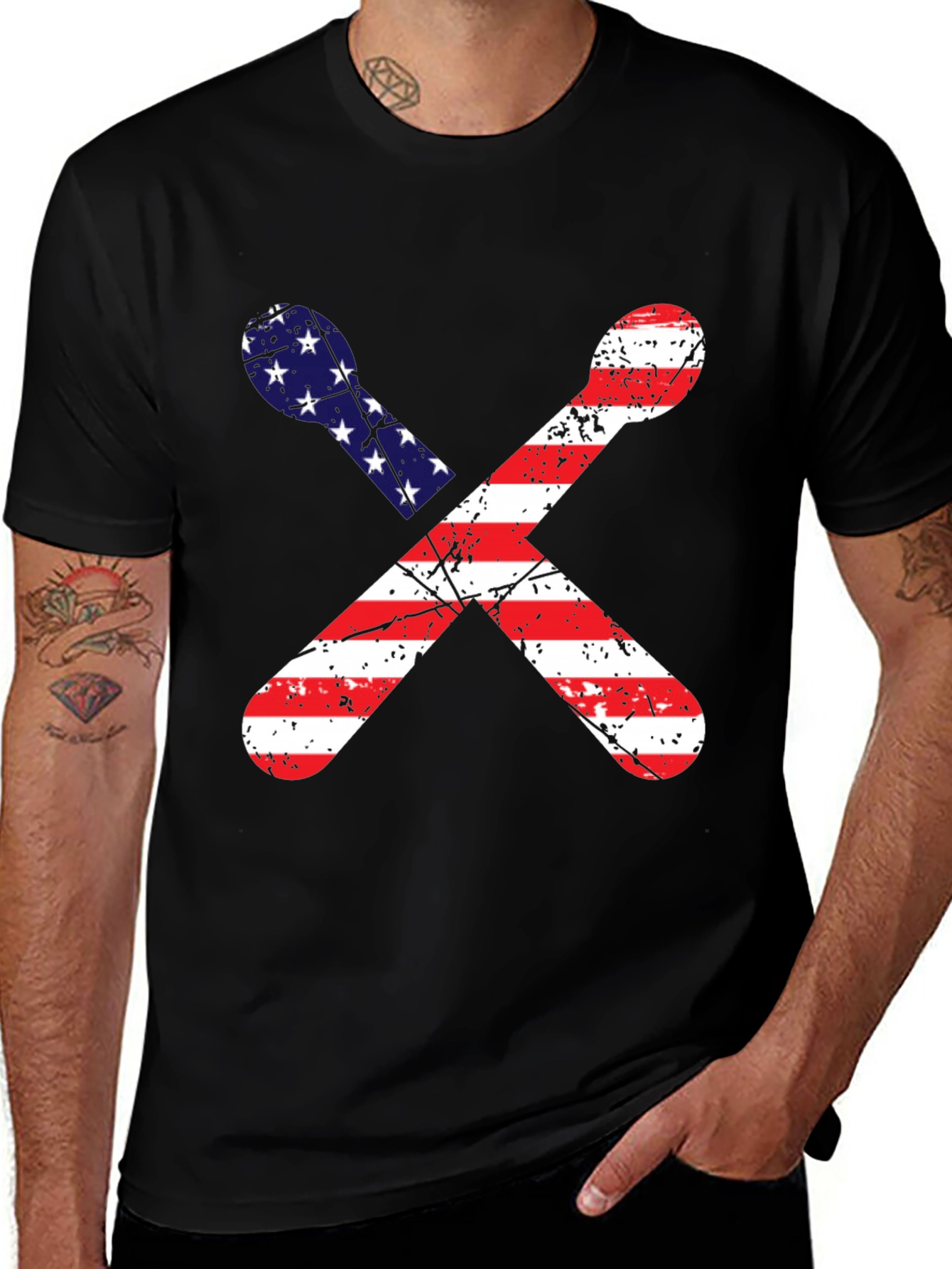 Variant 12 of Patriotic Crossed Spoon T-Shirt - USA Flag