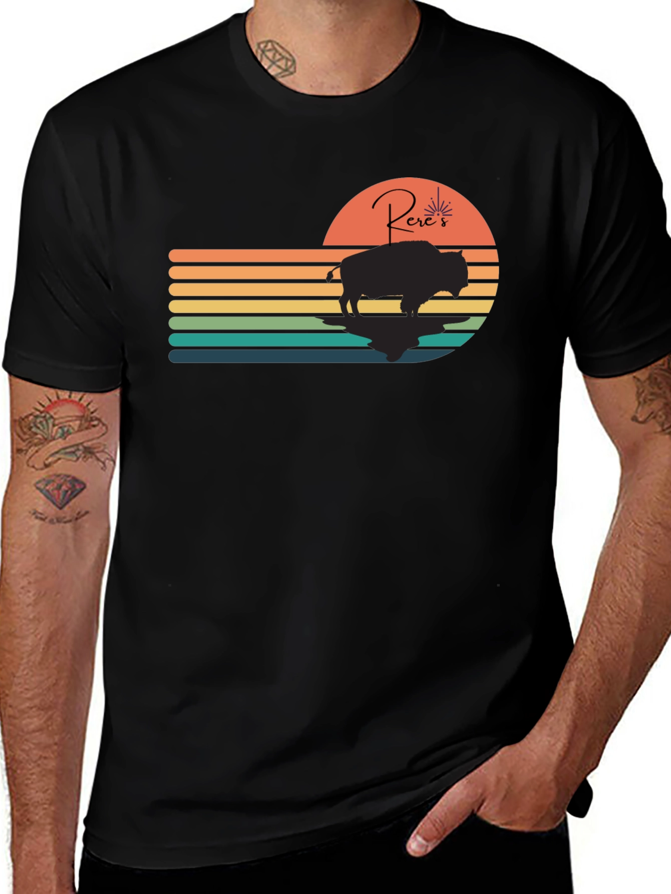 Variant 10 of Retro Sunset Buffalo Tee