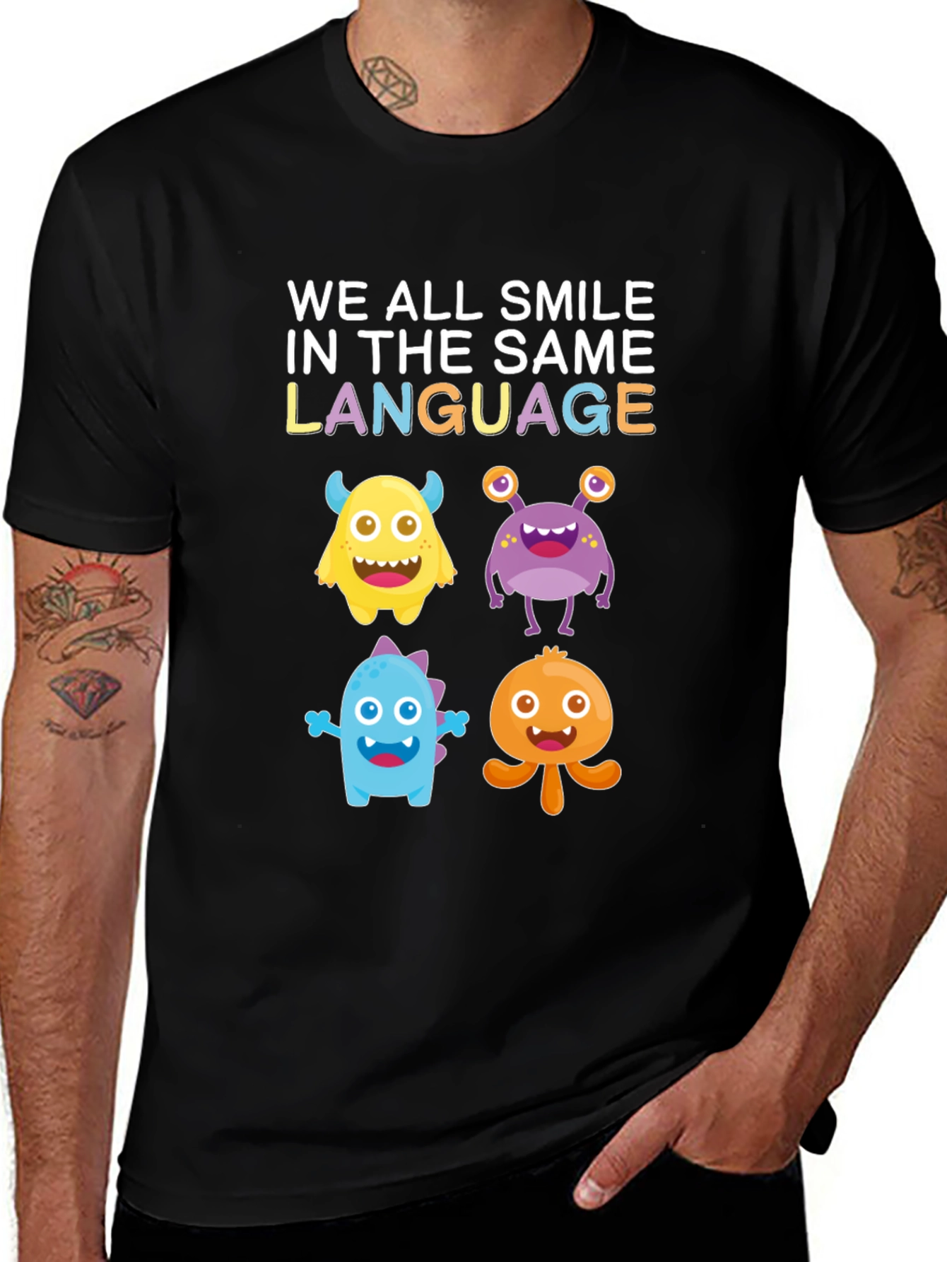 Smile Language T-Shirt: Fun Monster Graphic Tee