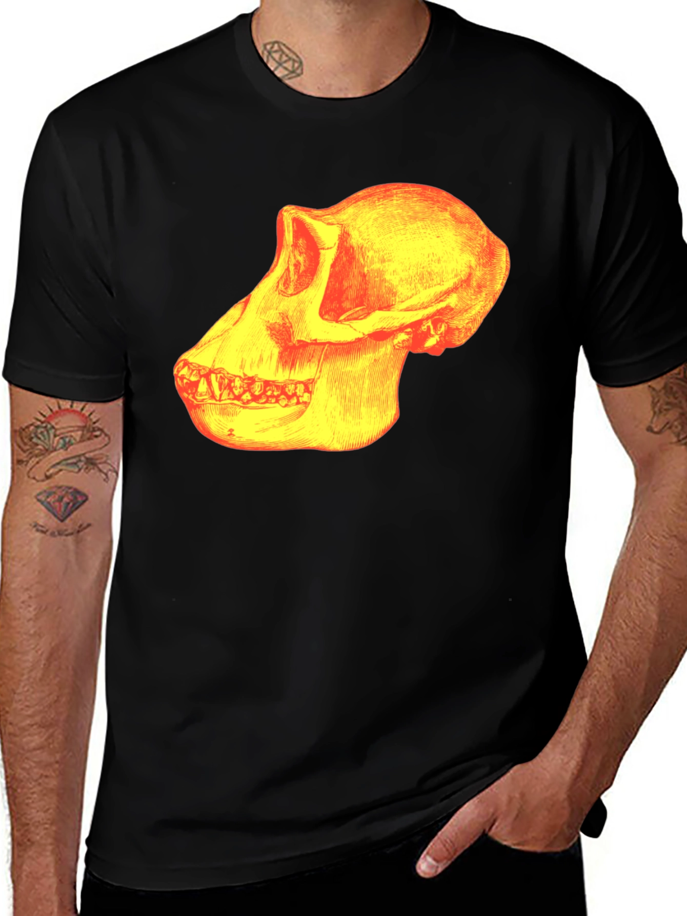 Variant 26 of Primate Skull Graphic Tee - Unique Design