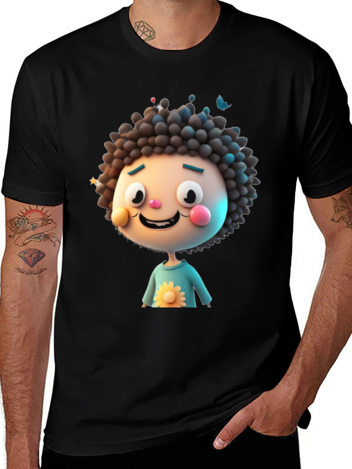 Variant 9 of Cartoon Character Black T-Shirt