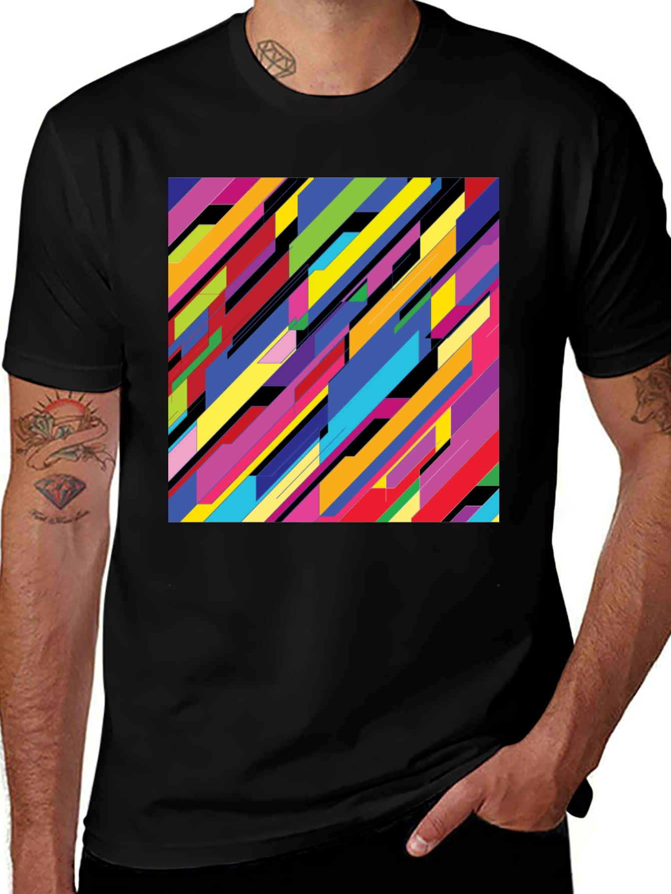 Variant 19 of Abstract Geometric Pattern Tee - Colorful Modern Design