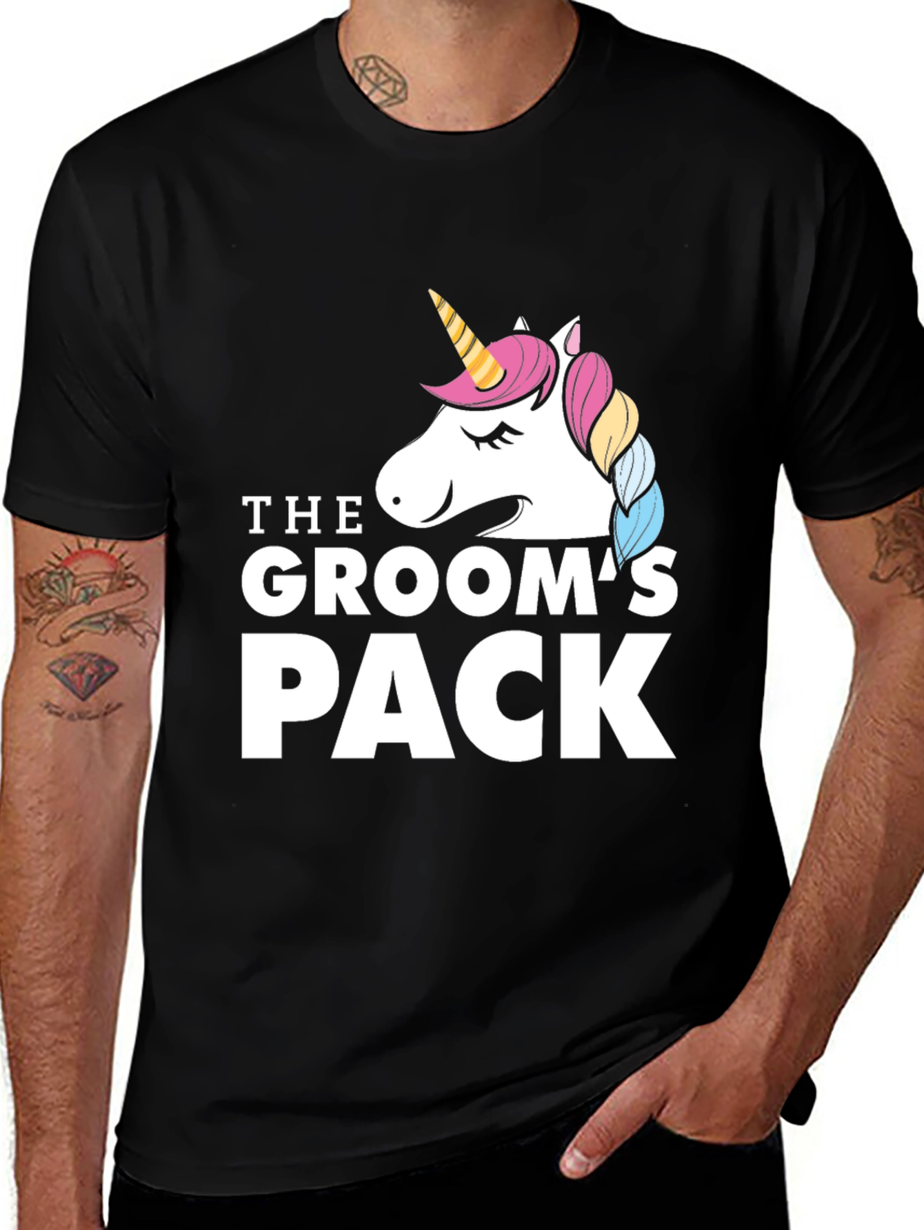 The Groom's Pack Unicorn Graphic Tee - Black