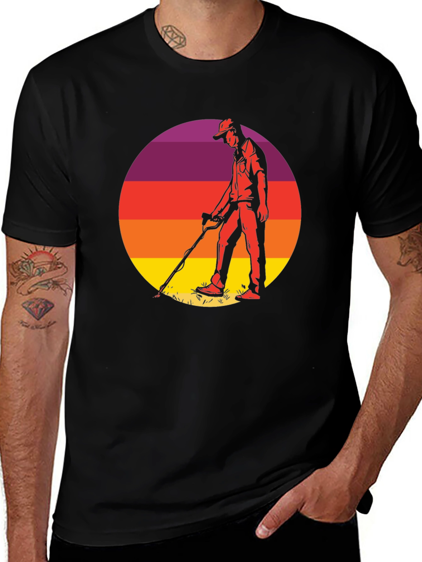 Variant 5 of Metal Detector Graphic Tee - Retro Sunset