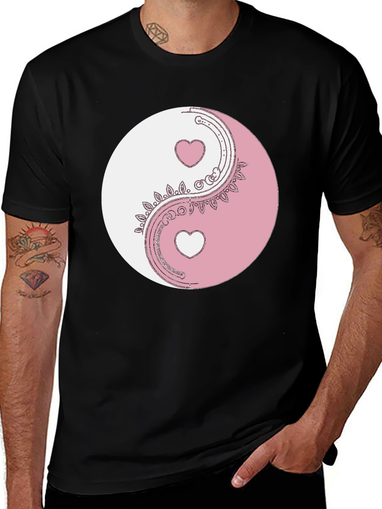 Yin Yang Heart T-Shirt - Black Graphic Tee