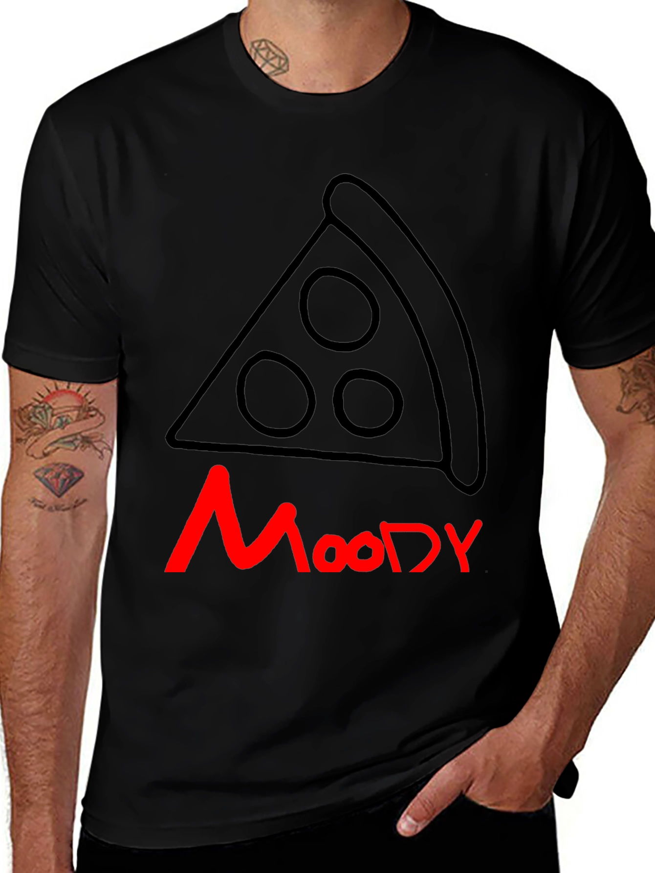 Variant 29 of Moody Pizza T-Shirt - Casual Graphic Tee