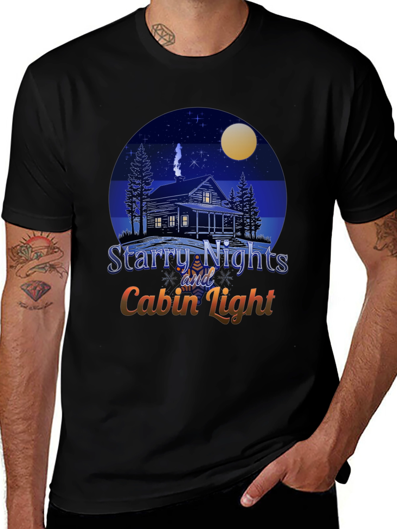 Variant 20 of Starry Nights Cabin Light Graphic T-Shirt