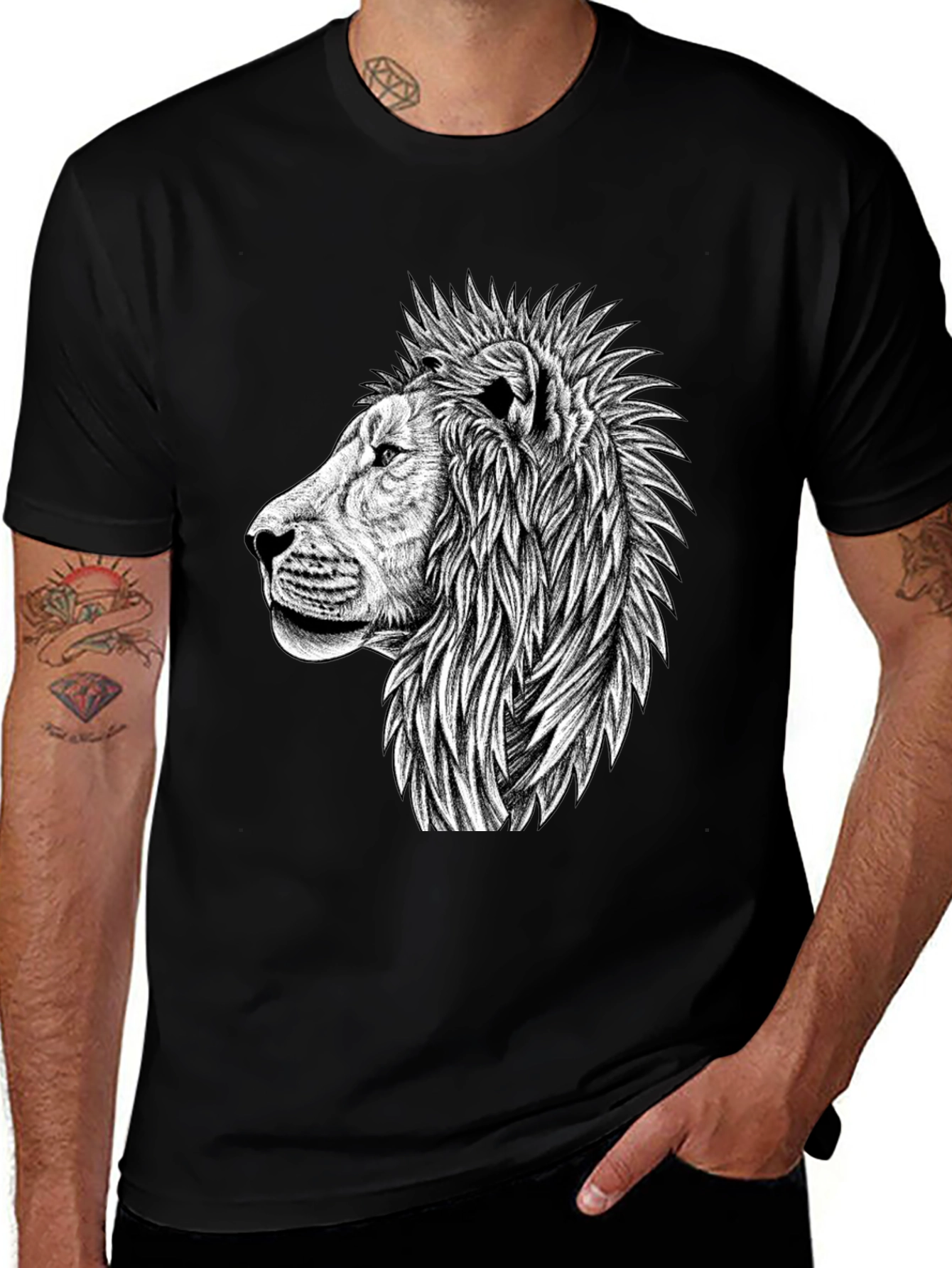 Variant 9 of Lion Graphic Black T-Shirt - Bold & Stylish