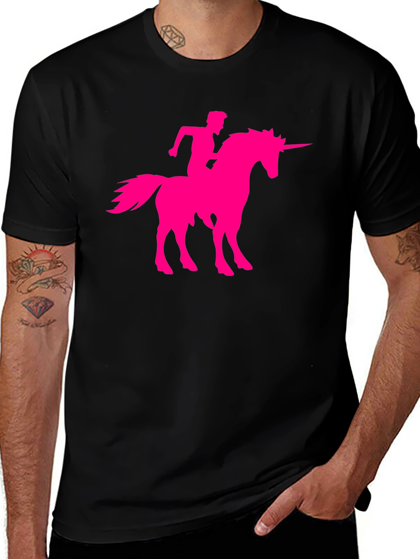 Variant 8 of Unicorn Rider T-Shirt - Black Cotton Tee