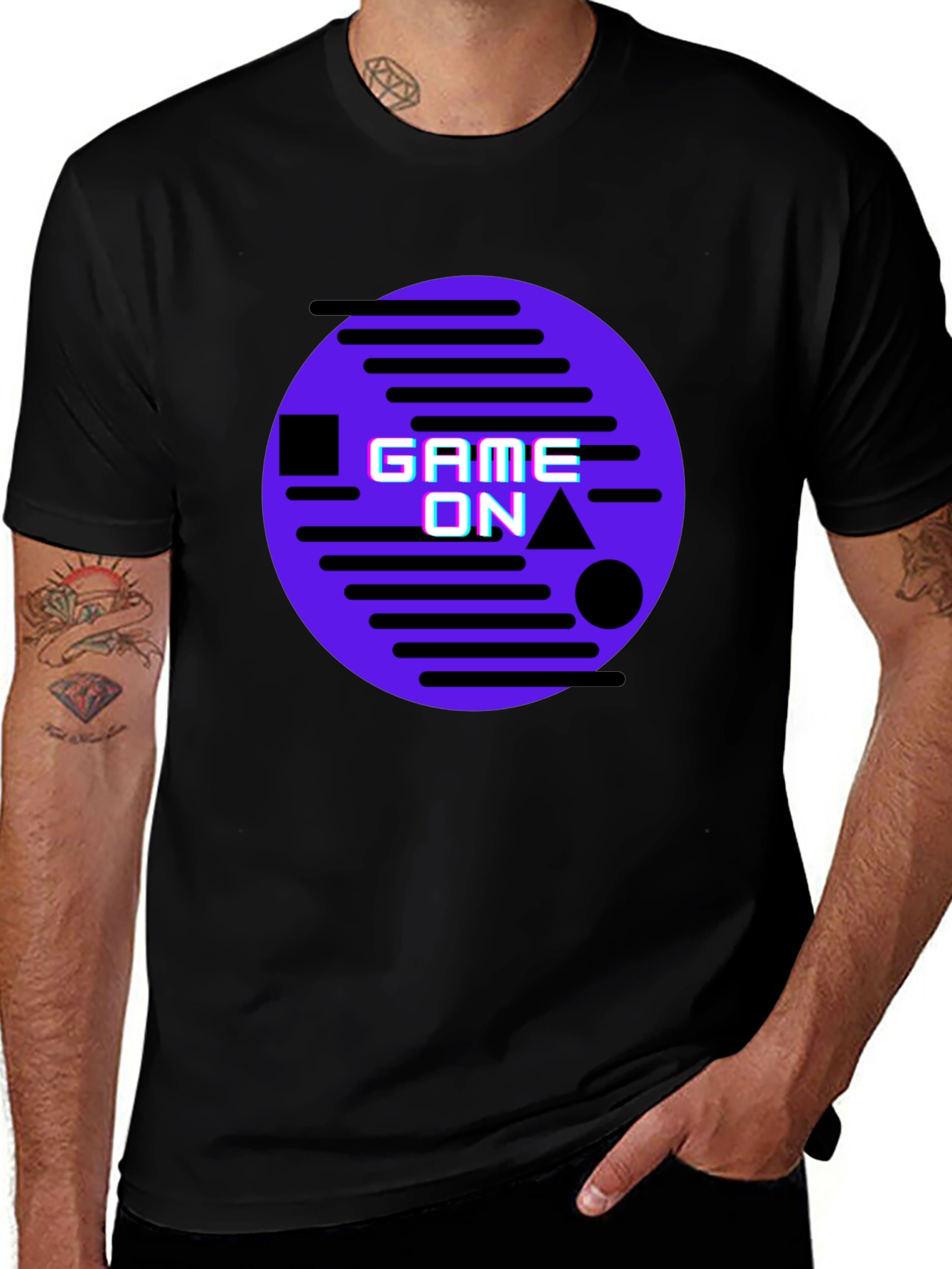Game On Graphic Tee - Retro Style Black T-Shirt
