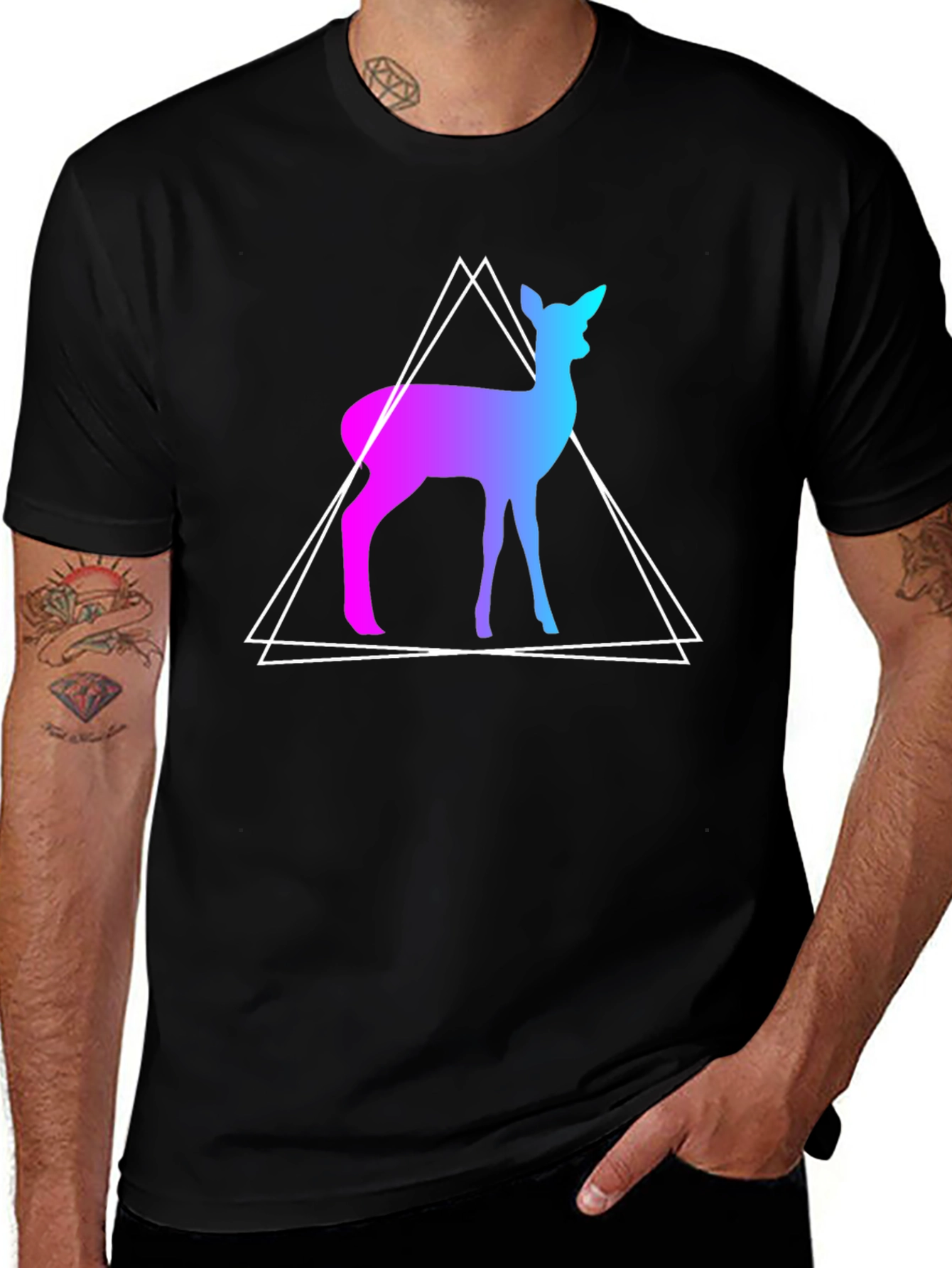 Variant 30 of Geometric Deer Graphic Tee - Trendy Design