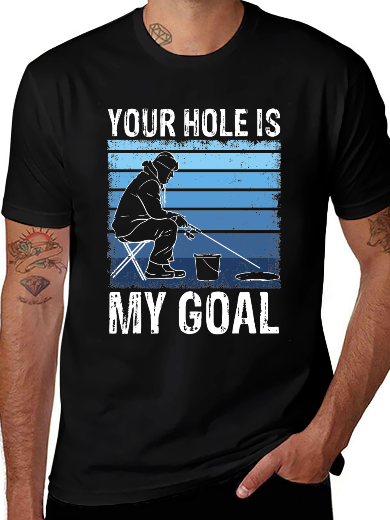 Variant 12 of Ice Fishing T-Shirt: Your Hole Is My Goal
