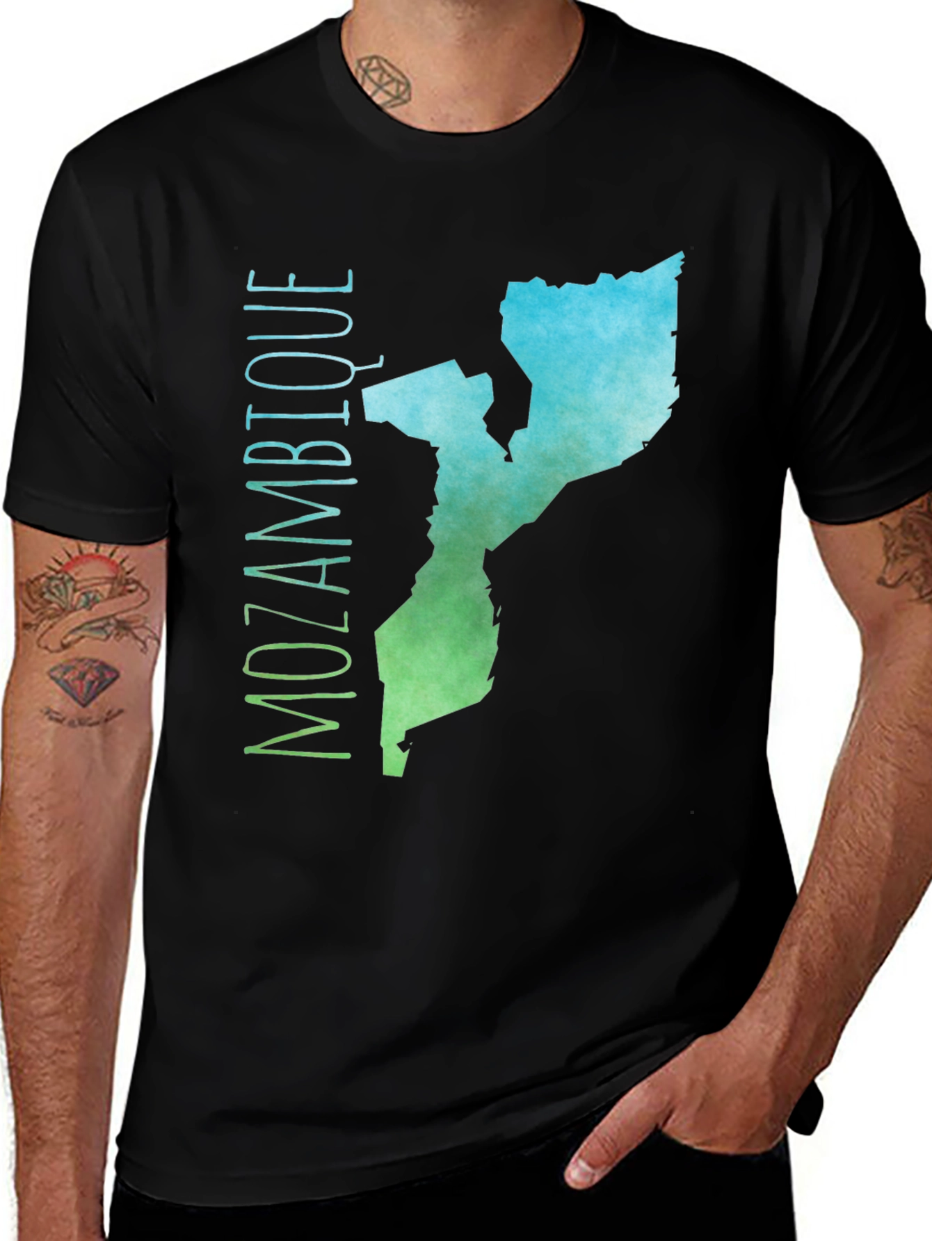 Mozambique Map T-Shirt - Men's Black Tee