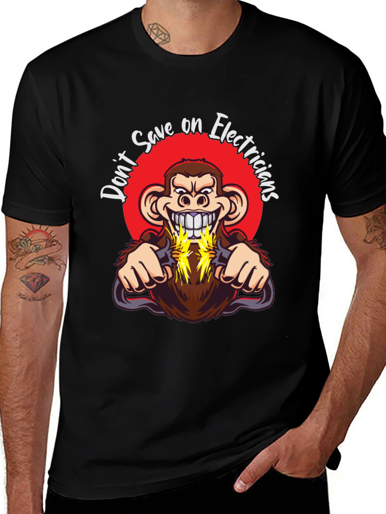 Funny Monkey Electrician Humor T-Shirt
