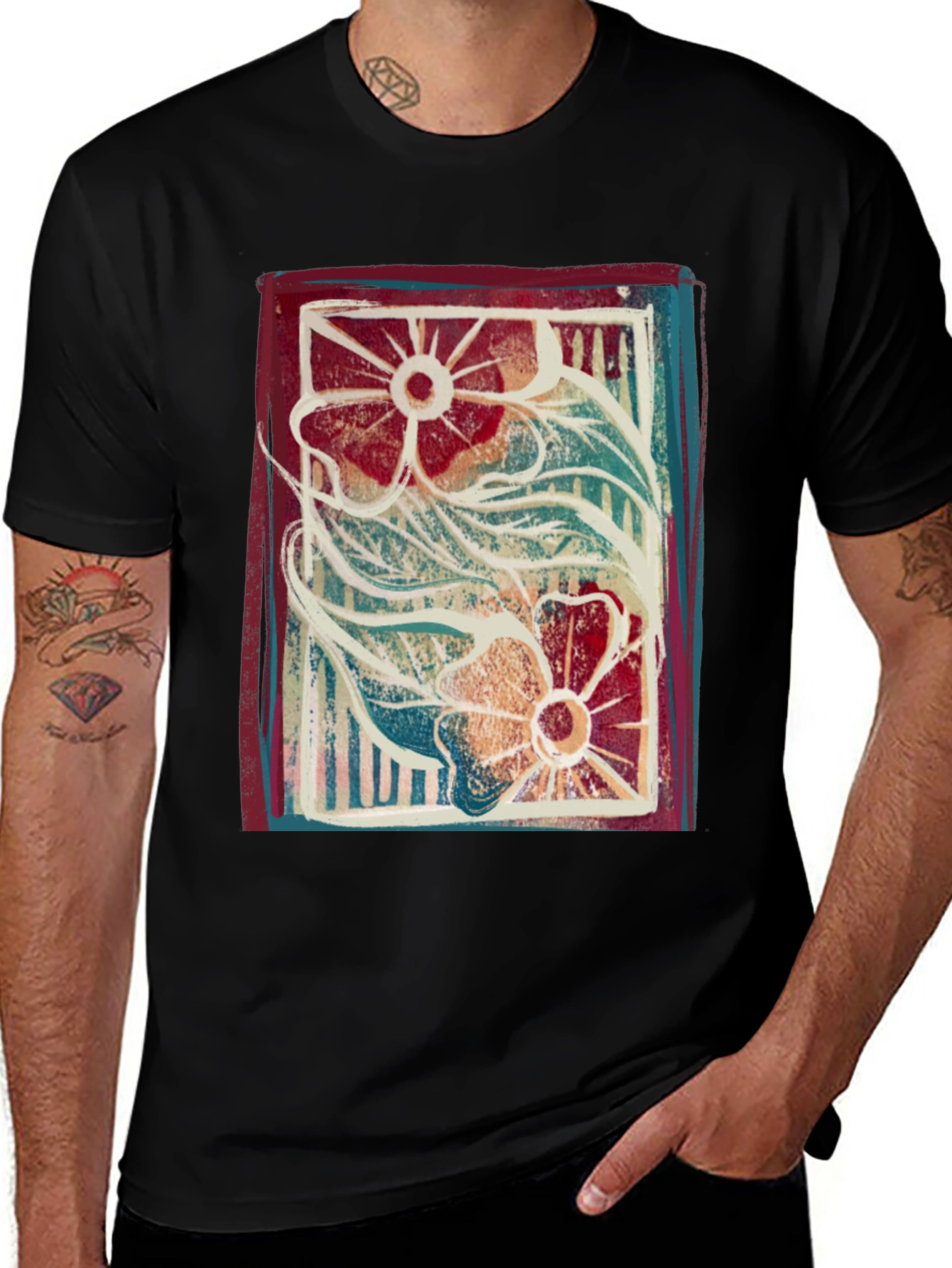 Variant 28 of Floral Print Graphic Tee - Artistic Comfort