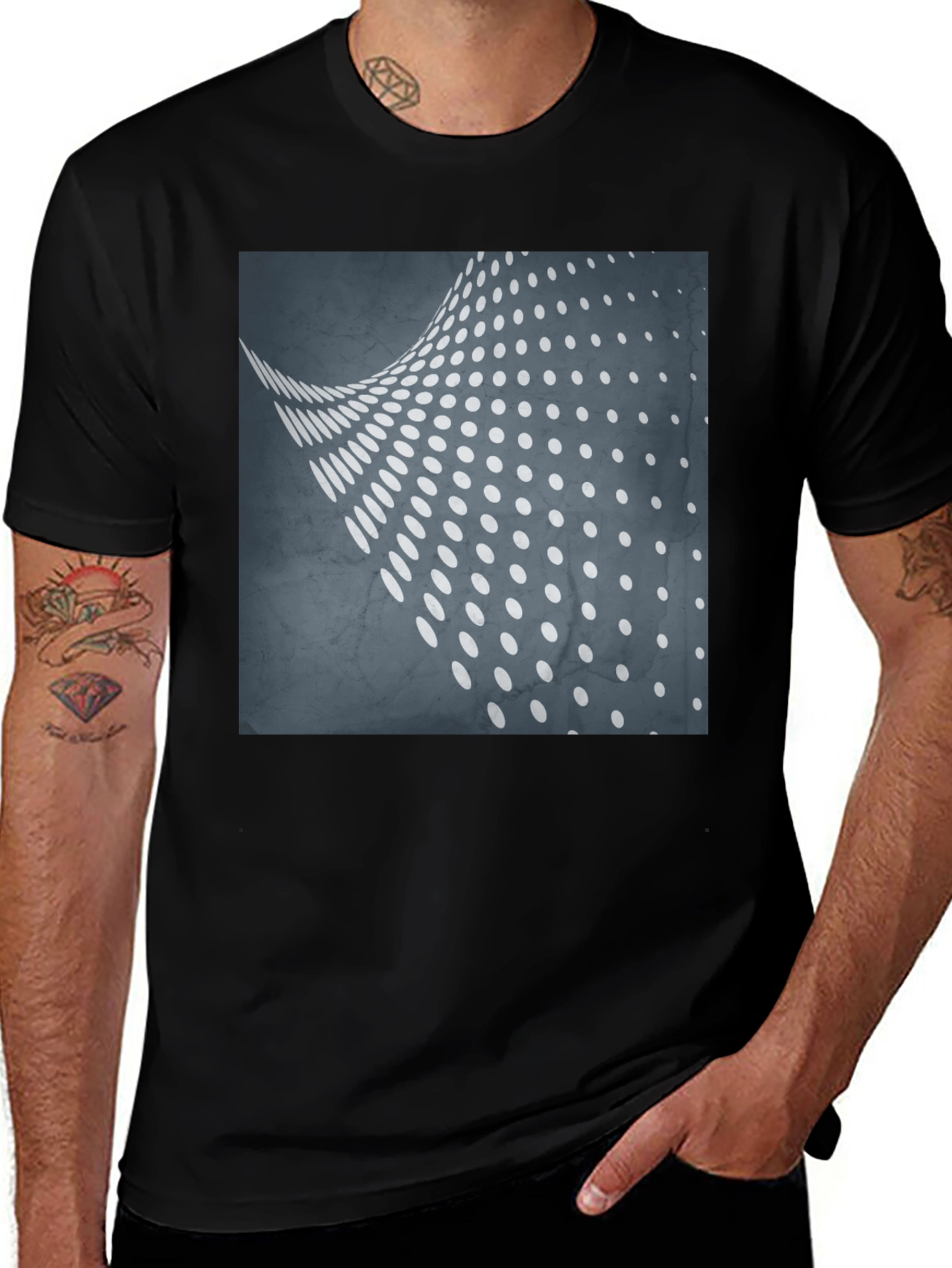 Variant 15 of Abstract Dot Pattern Tee - Modern Black T-Shirt