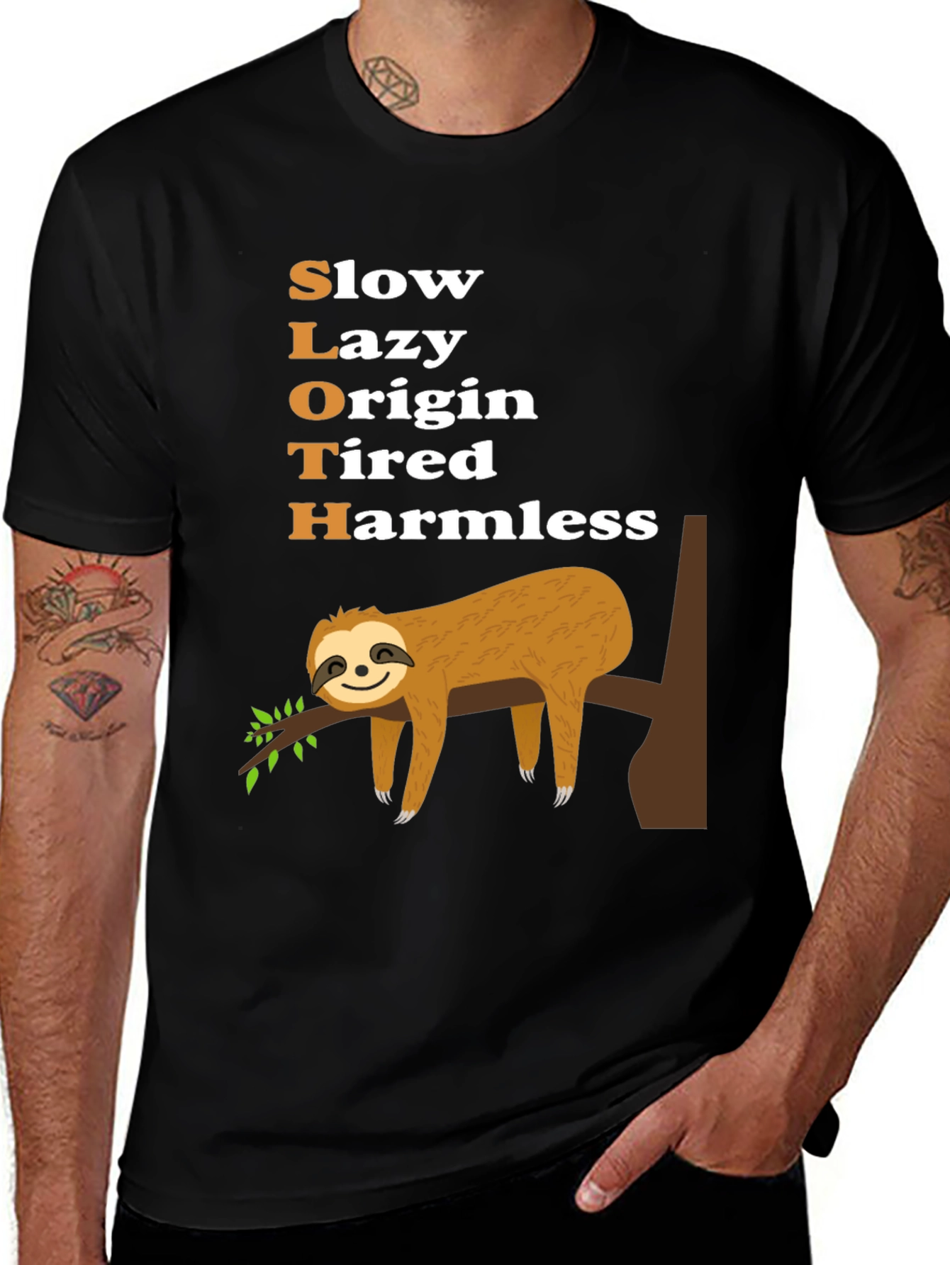 Variant 3 of Funny Sloth Acronym T-Shirt - Slow Lazy Origin Tired Harmless